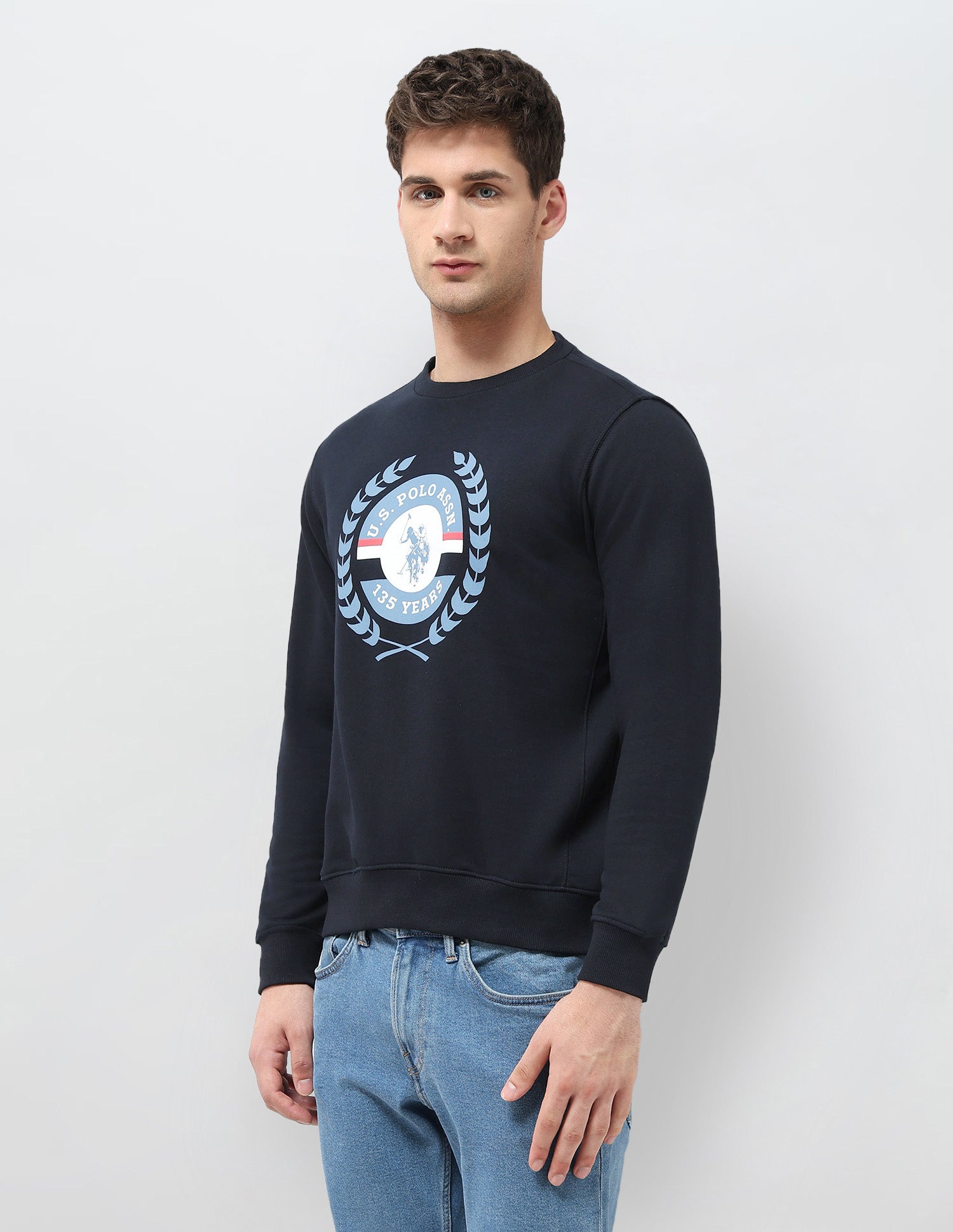 Graphic Brand Printed Regular Fit Sweatshirt Navy - U.S. POLO ASSN. | Large