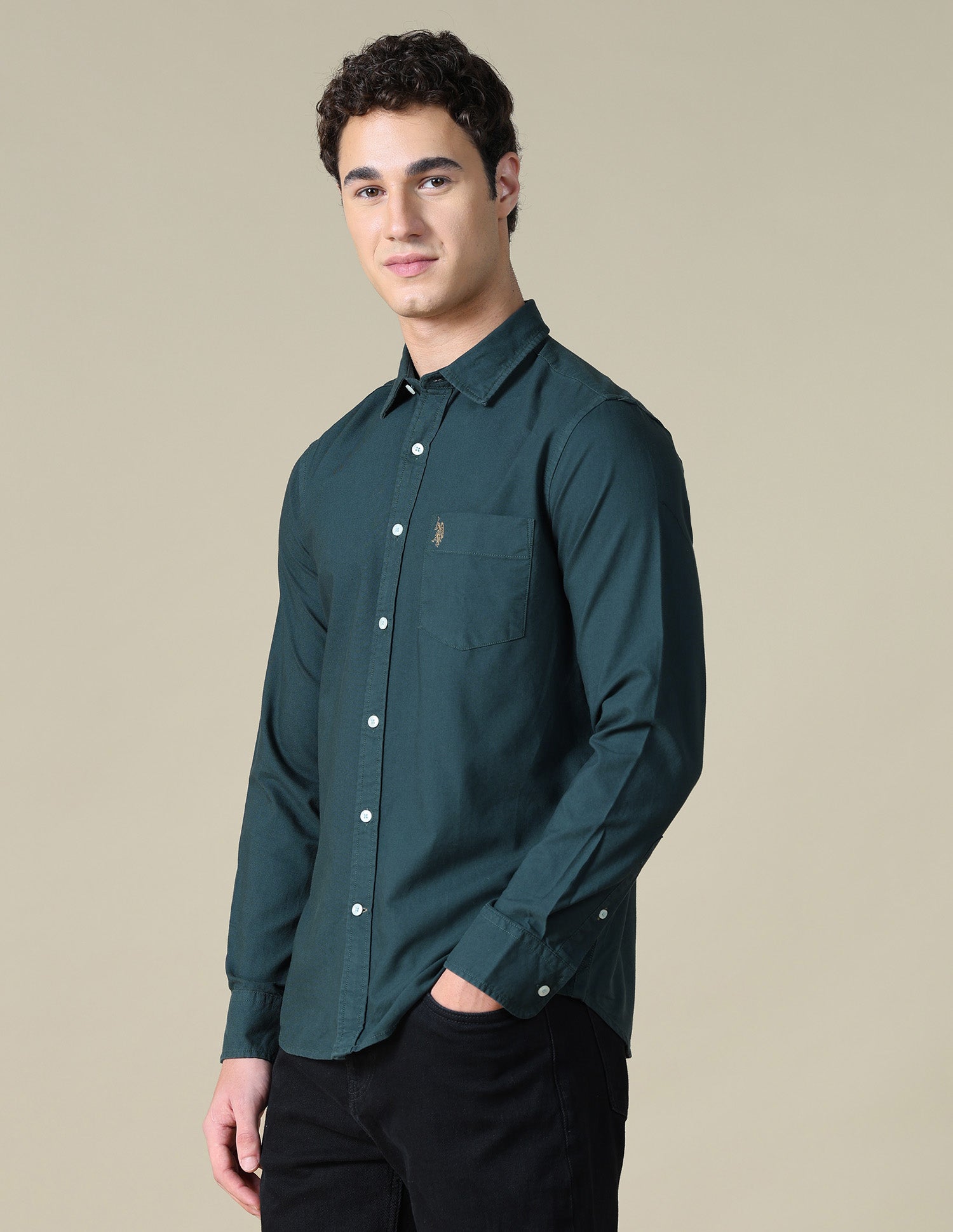 Solid Oxford Shirt Teal - U.S. Polo Assn. India | Large
