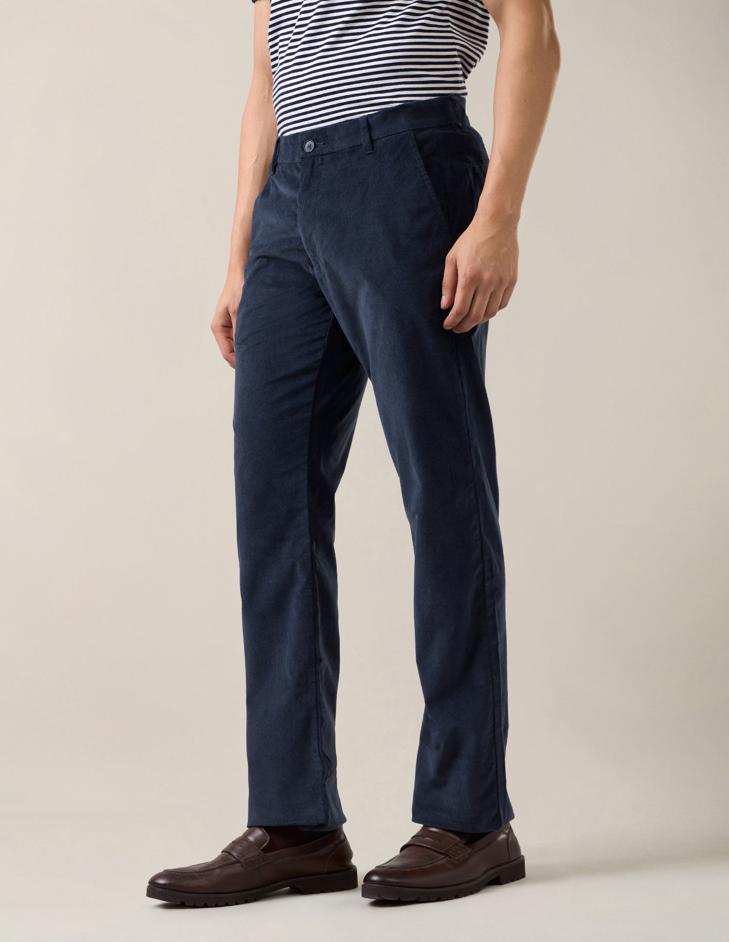 Riley Straight Fit Corduroy Trousers Navy - U.S. Polo Assn. India | Large