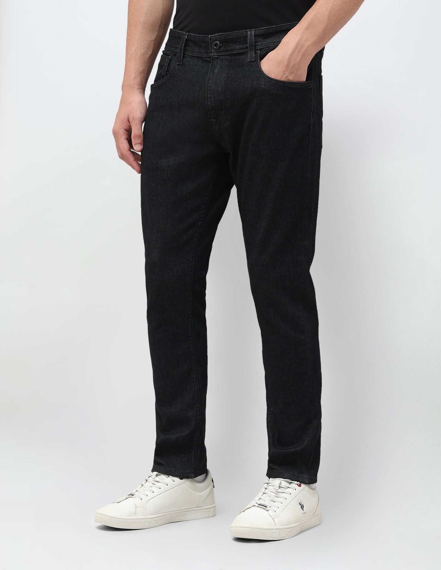 Henry Tapered Cropped Fit Black Jeans Black - U.S. Polo Assn. India | Large
