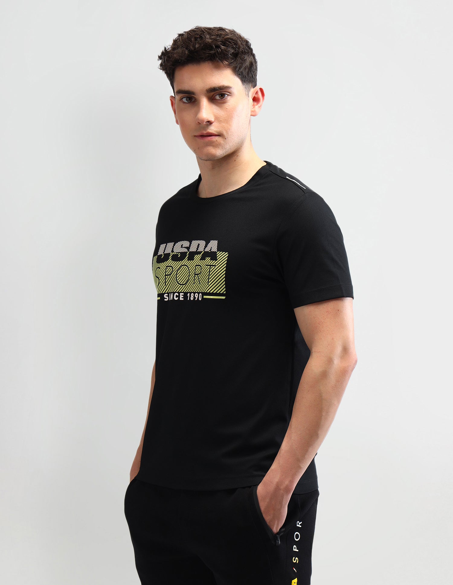 Brand Printed Slim Fit T-Shirt Black - U.S. Polo Assn. India | Large