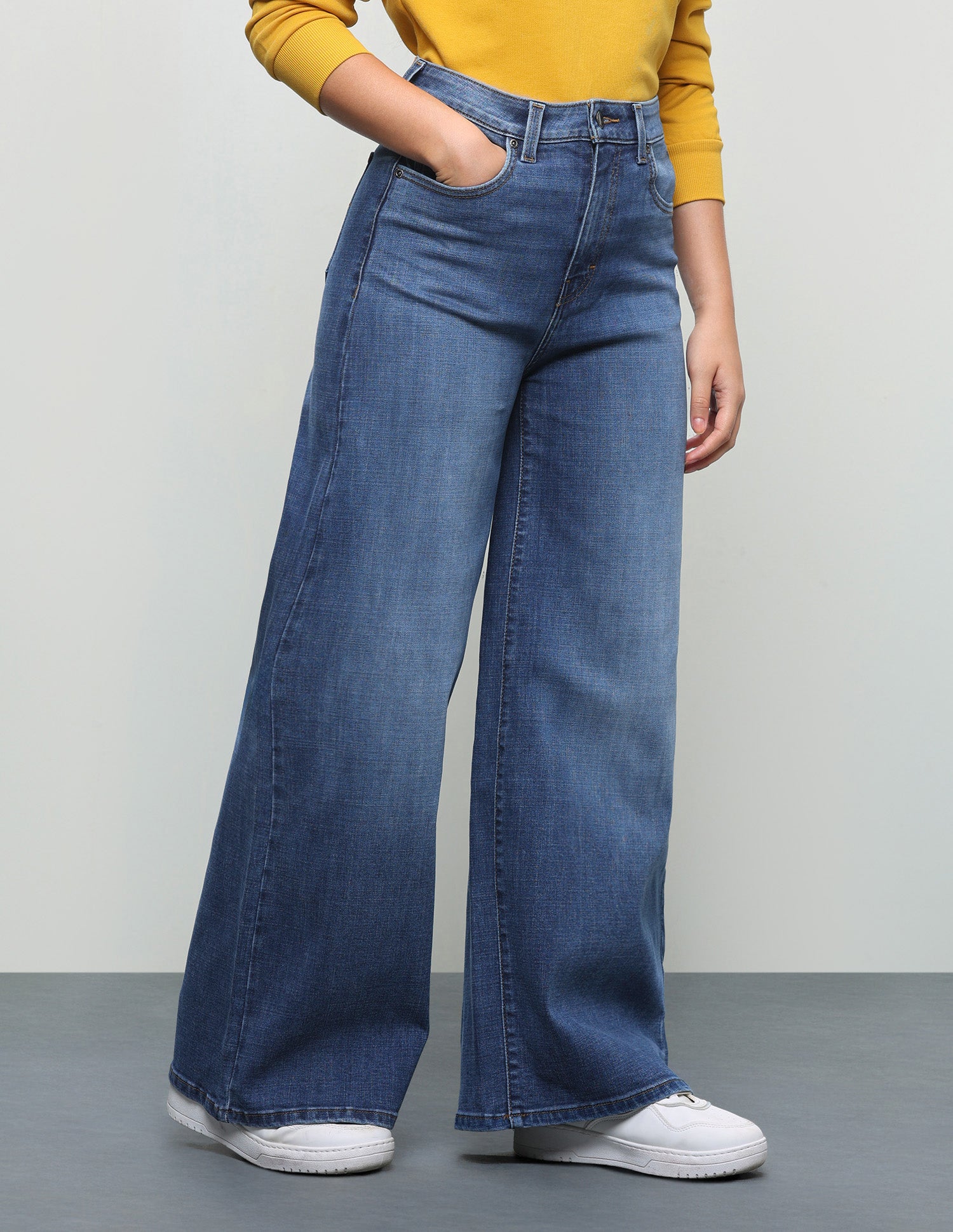 High Rise Ultra Wideleg Fit Jeans Dark Blue - U.S. Polo Assn. India | Large