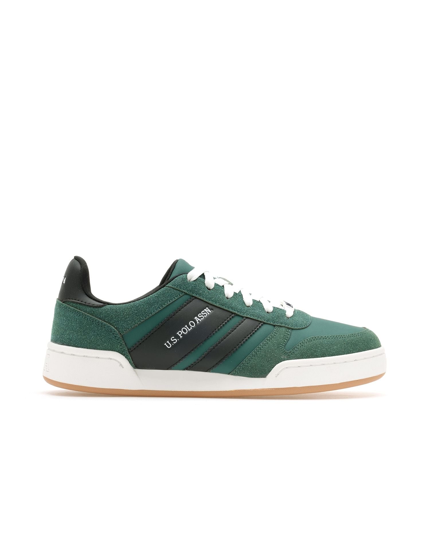 Men Gren Suede Colourblocked Sneakers Green - U.S. POLO ASSN. | Large