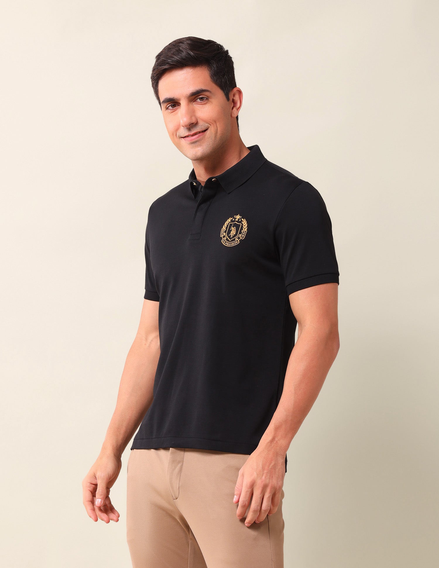 Solid Slim Fit Polo Shirt Black - U.S. Polo Assn. India | Large