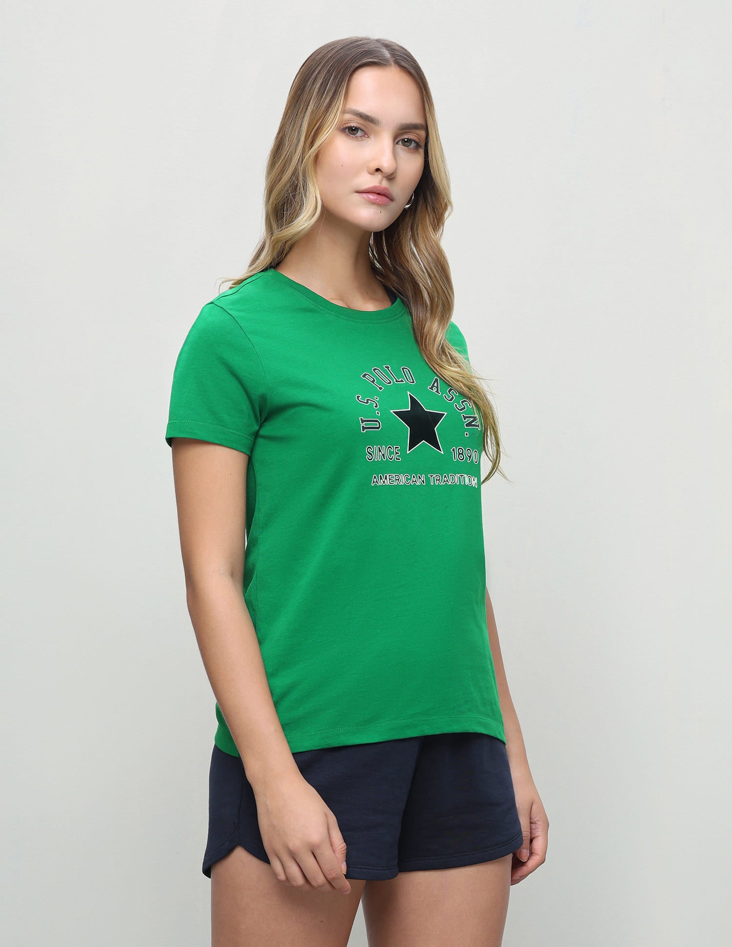 Graphic Brand Printed Regular Fit T-Shirt Green - U.S. Polo Assn. India | Large