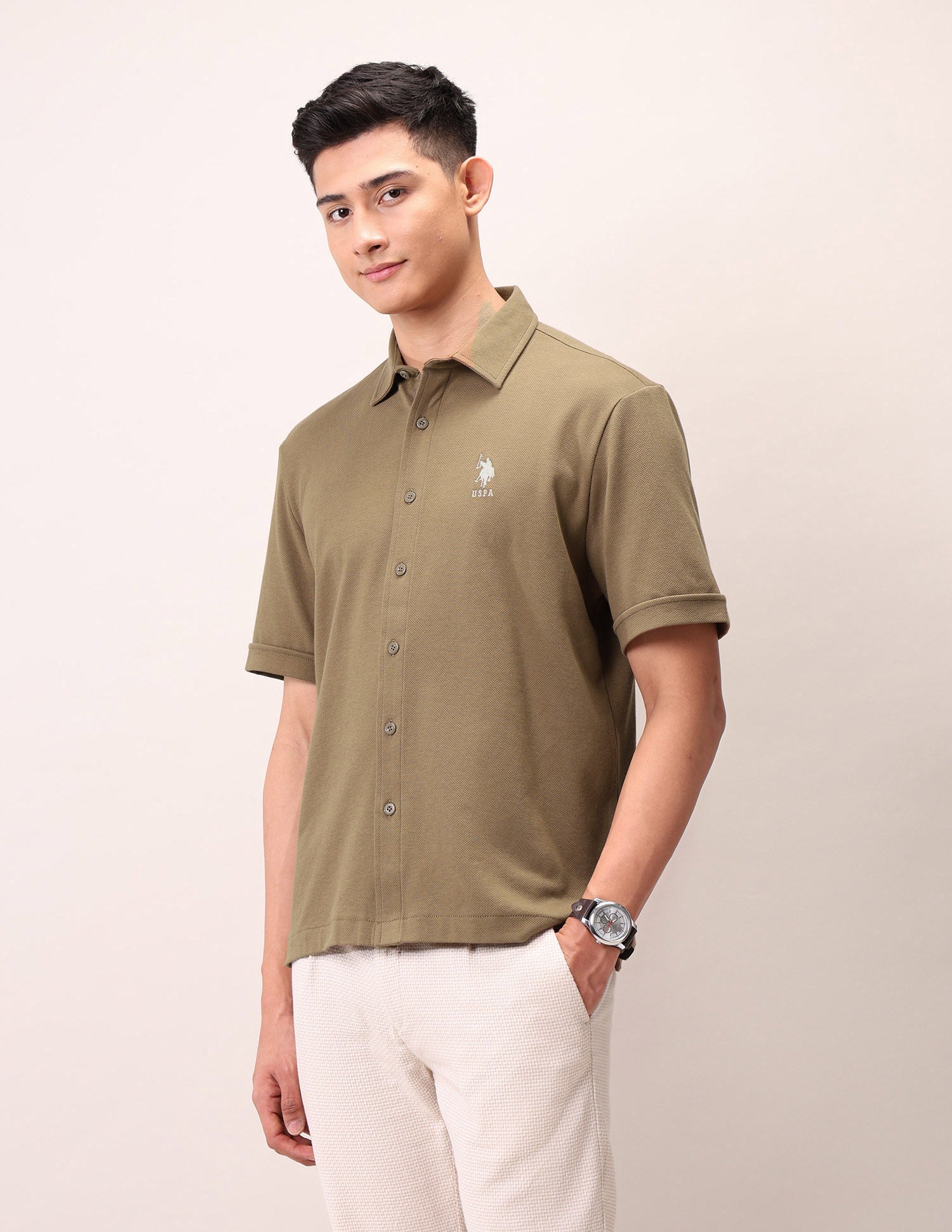 Relaxed Fit Pure Cotton Outdoor Shirt Brown - U.S. POLO ASSN. | Large