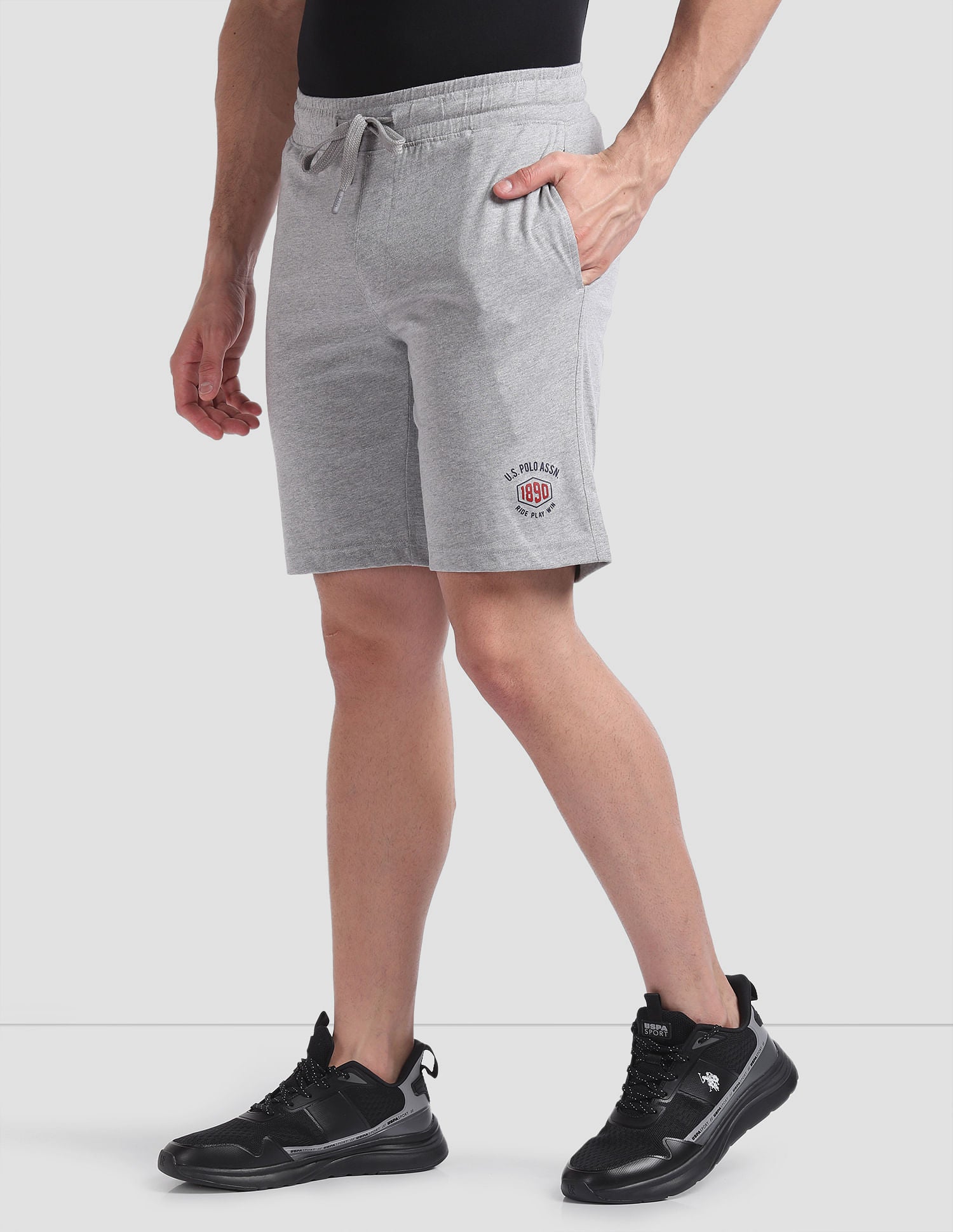 Heathered LS002 Lounge Shorts - Pack Of 1 Grey - U.S. POLO ASSN. | Large