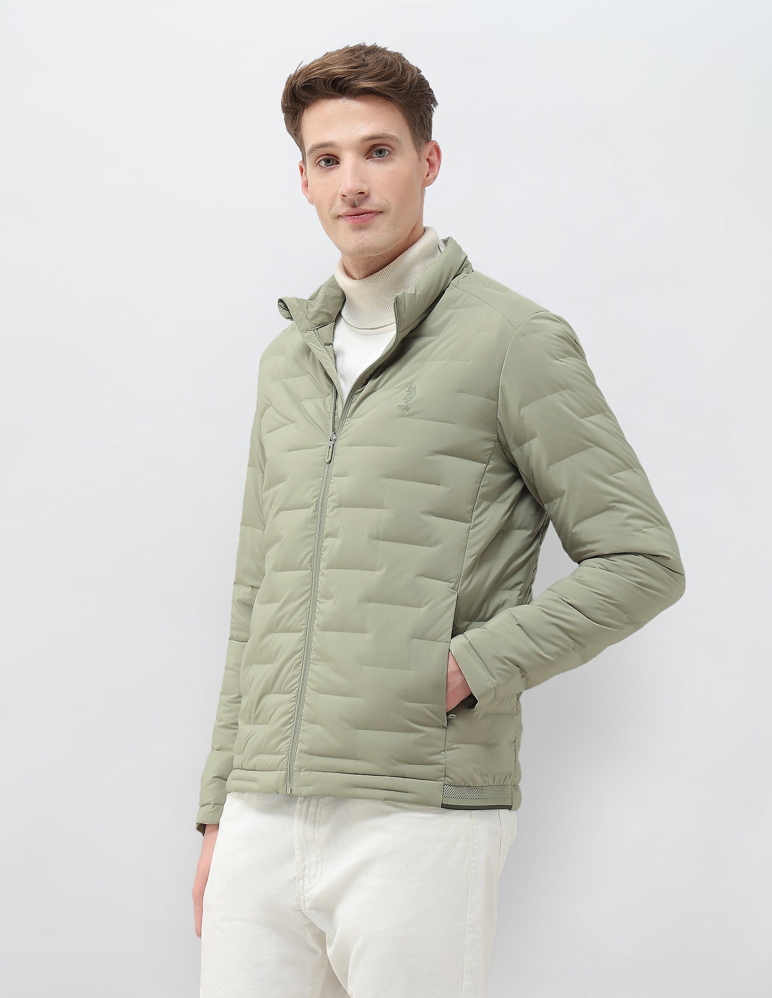 Mock Collar Regular Fit Smartheat Jacket Medium Green - U.S. POLO ASSN. | Large