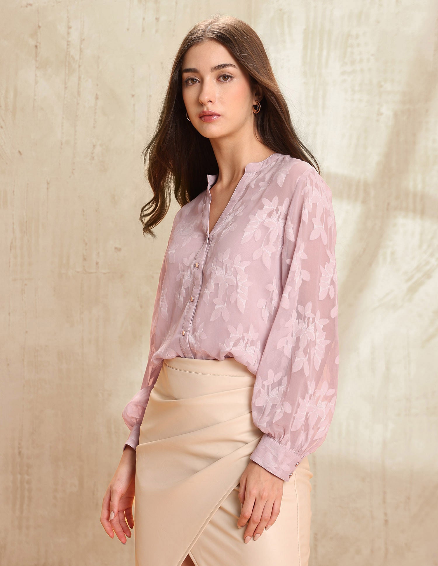 Semi-Sheer Floral Printed Shirt Pink - U.S. POLO ASSN. | Large