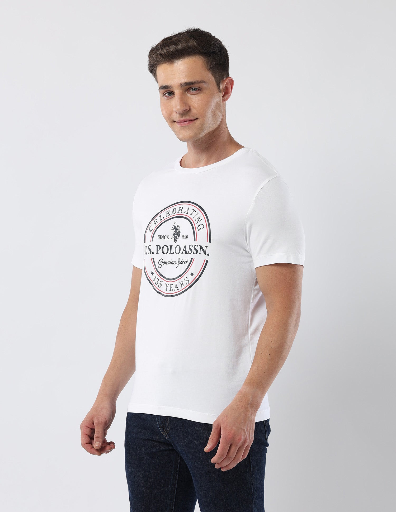 Brand Printed 135 Anniversary T-Shirt White - U.S. Polo Assn. India | Large