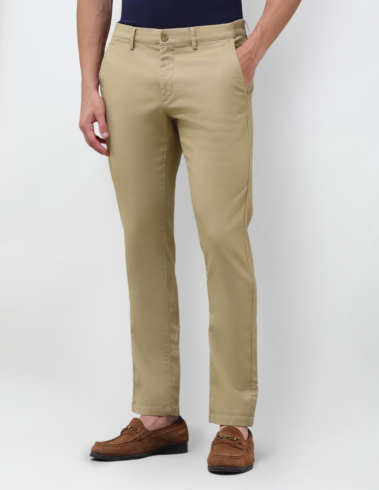 Denver Slim Fit Satin Trousers Khaki - U.S. Polo Assn. India | Large