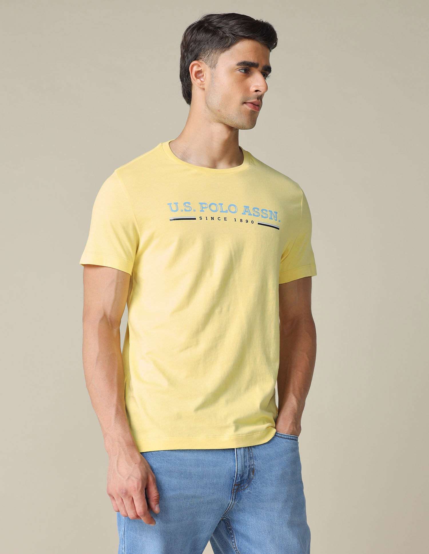 Brand Printed Regular Fit T- Shirt Light Yellow - U.S. POLO ASSN. | Large