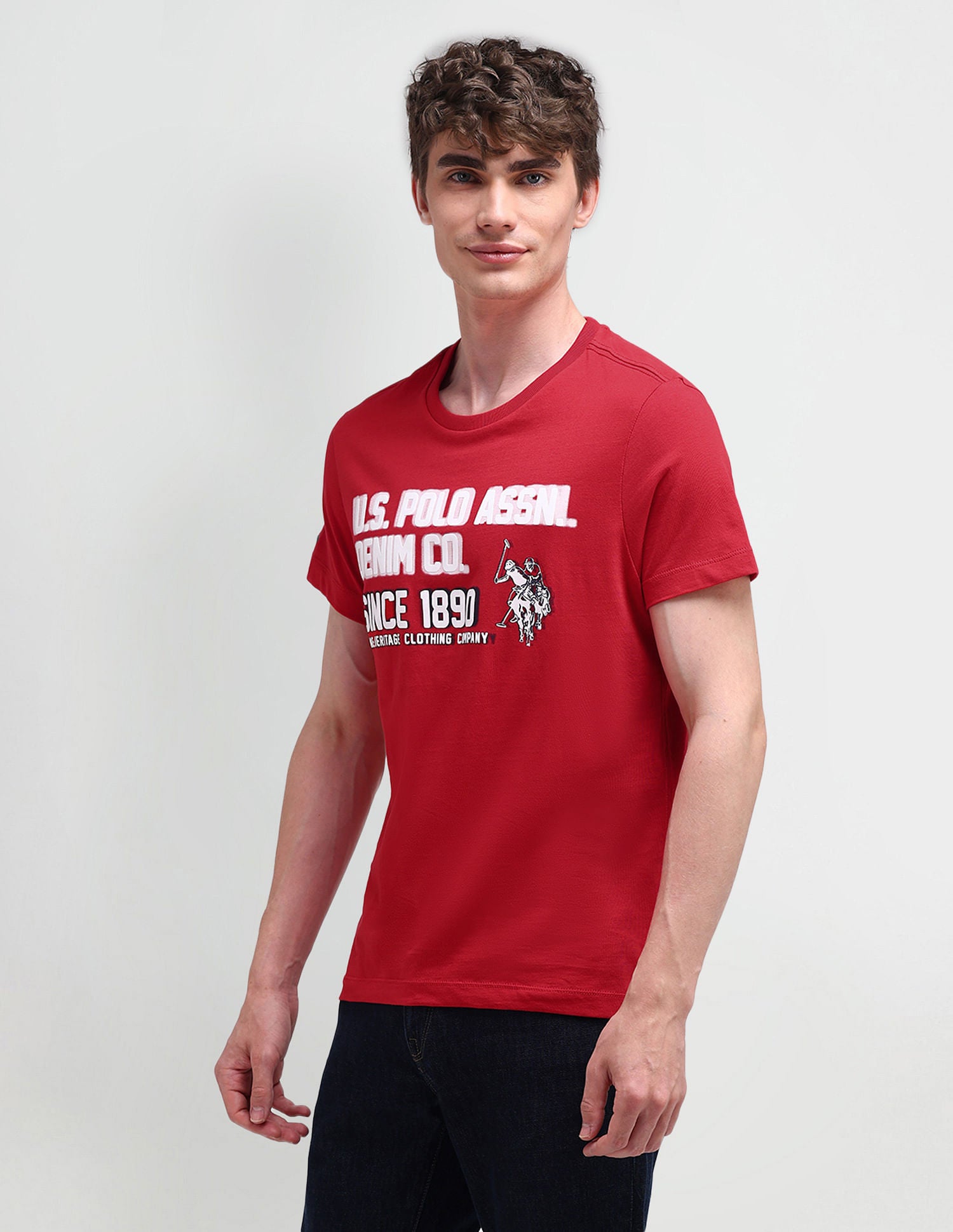Muscle Fit Typography T-Shirt White - U.S. Polo Assn. India | Large
