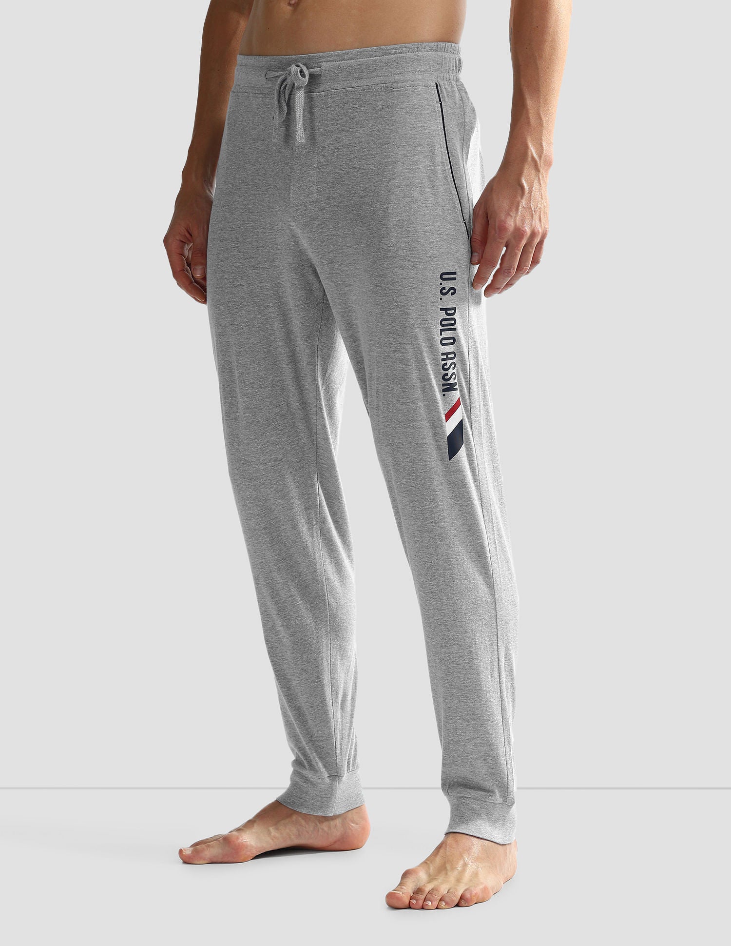 Solid OJ005 Lounge Joggers - Pack Of 1 Grey Melange - U.S. POLO ASSN. | Large
