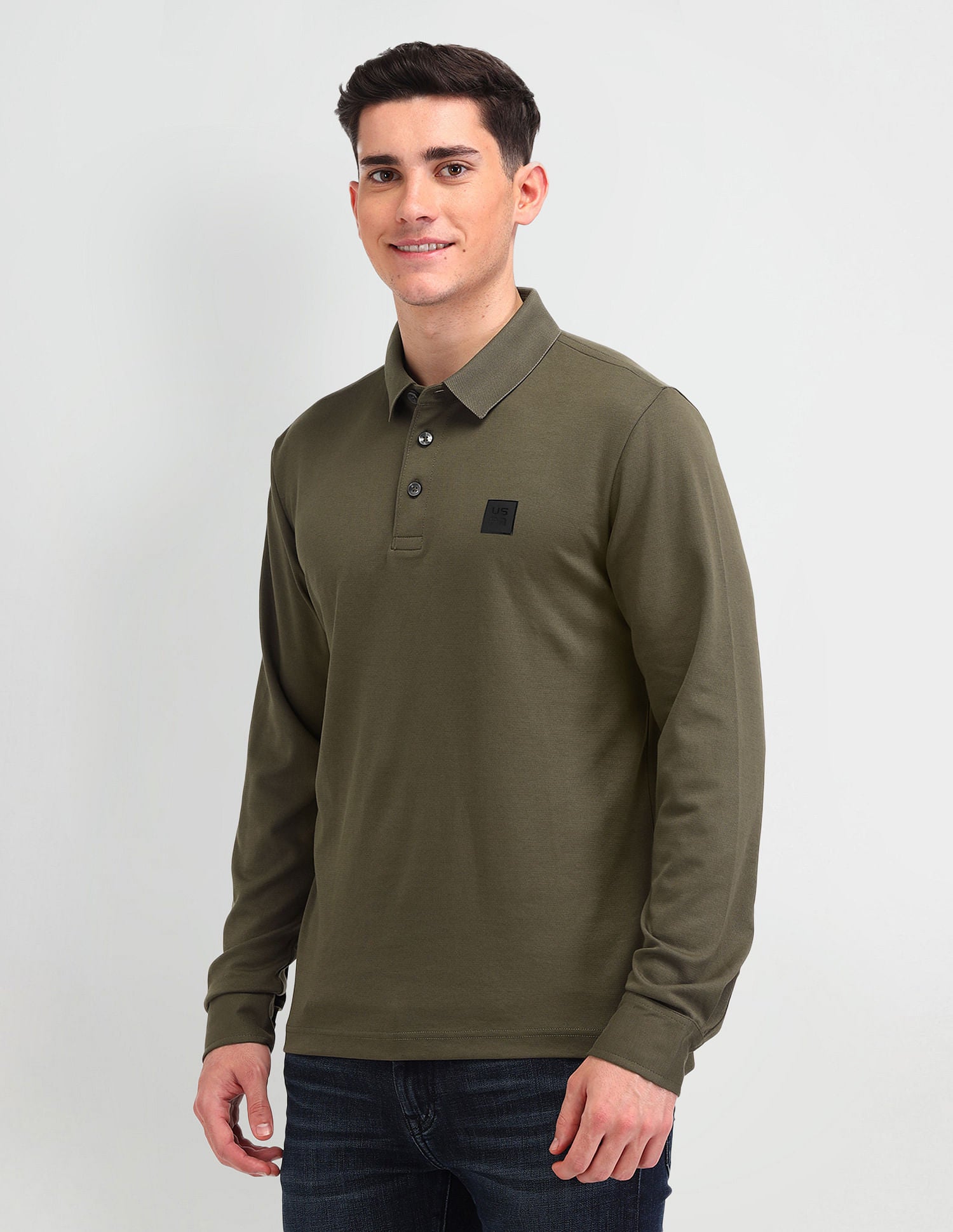 Muscle Fit Solid Polo Shirt Basil Olive - U.S. Polo Assn. India | Large