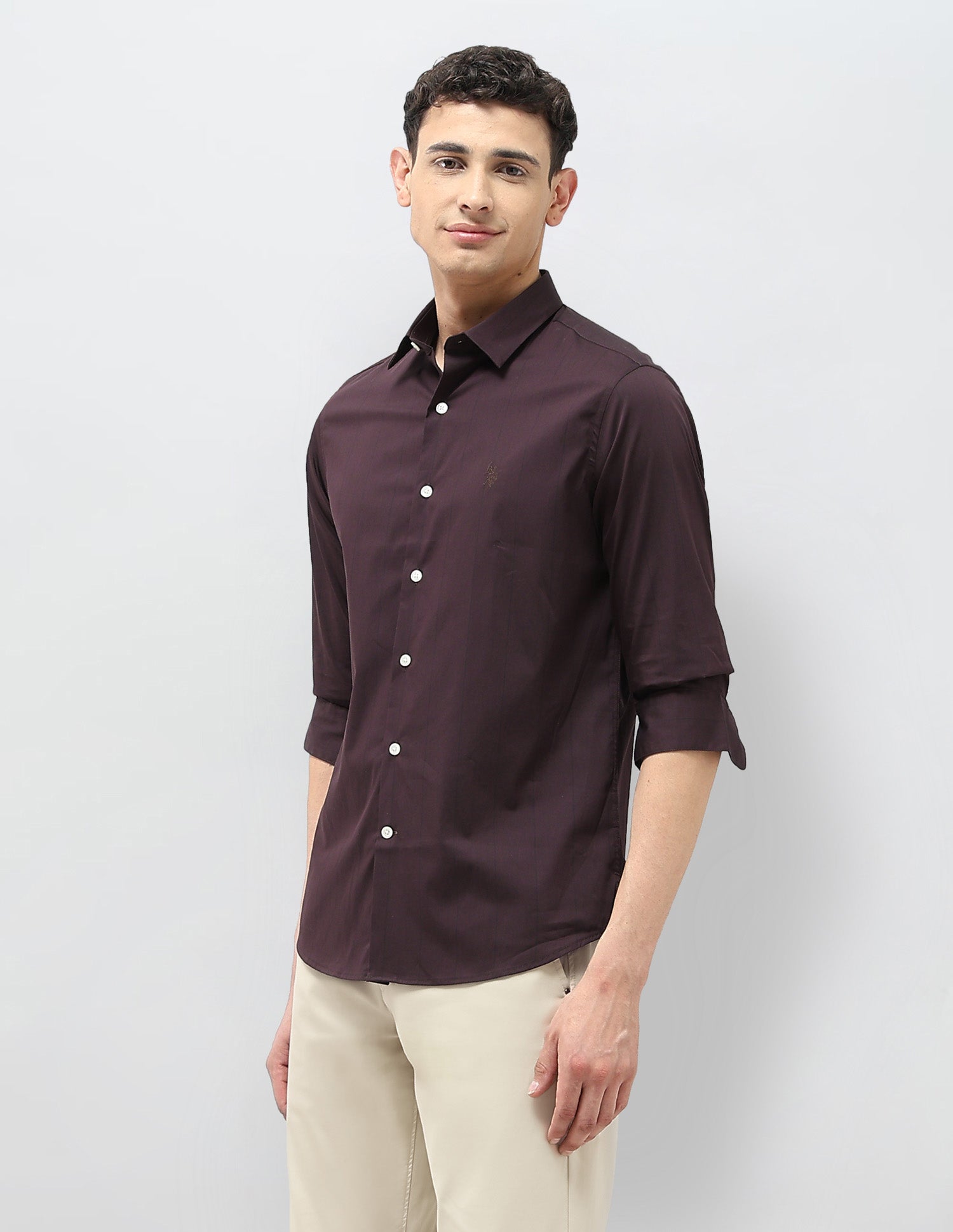Twill Tailored Fit Shirt Wine - U.S. POLO ASSN. | Large