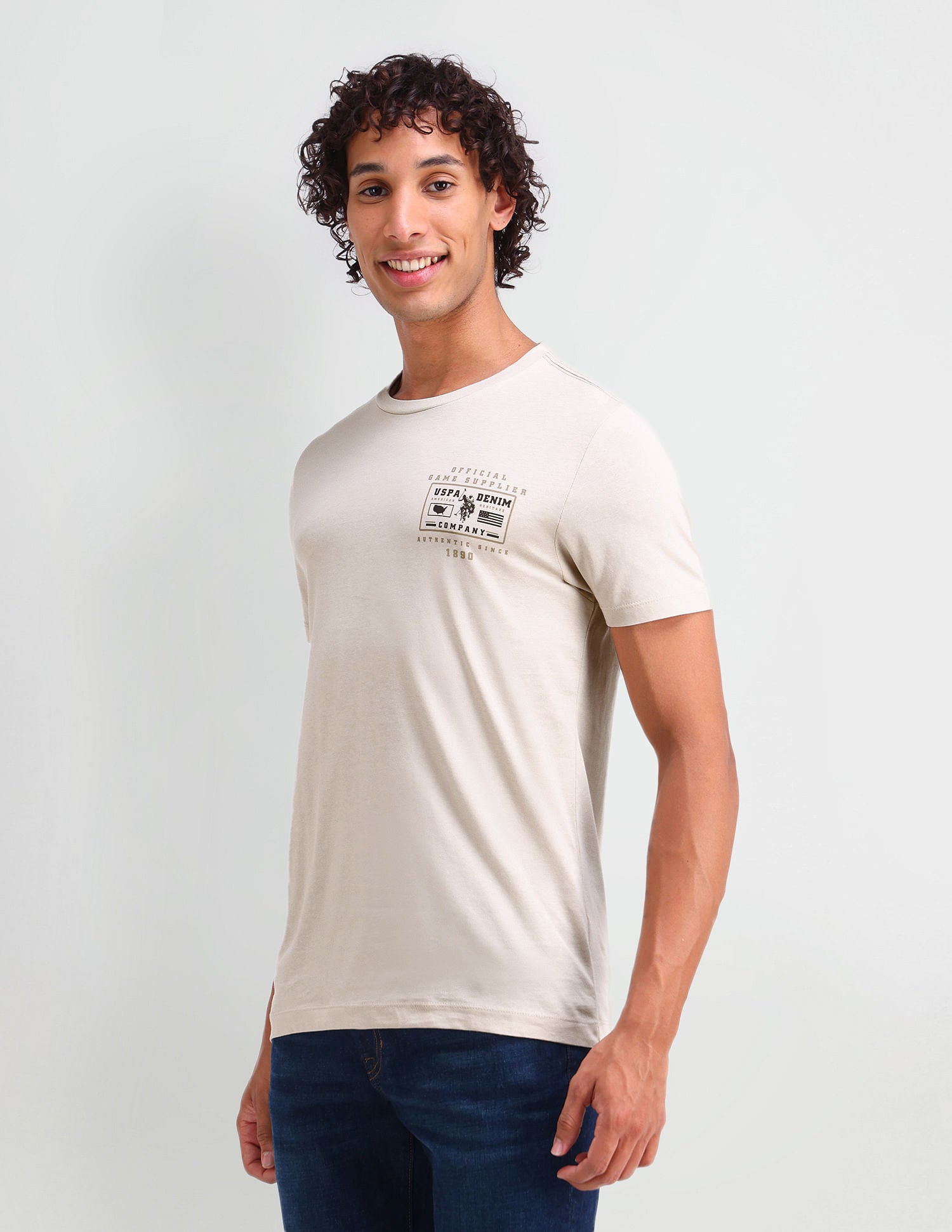 Muscle Fit Brand Printed T-Shirt Fog - U.S. Polo Assn. India | Large