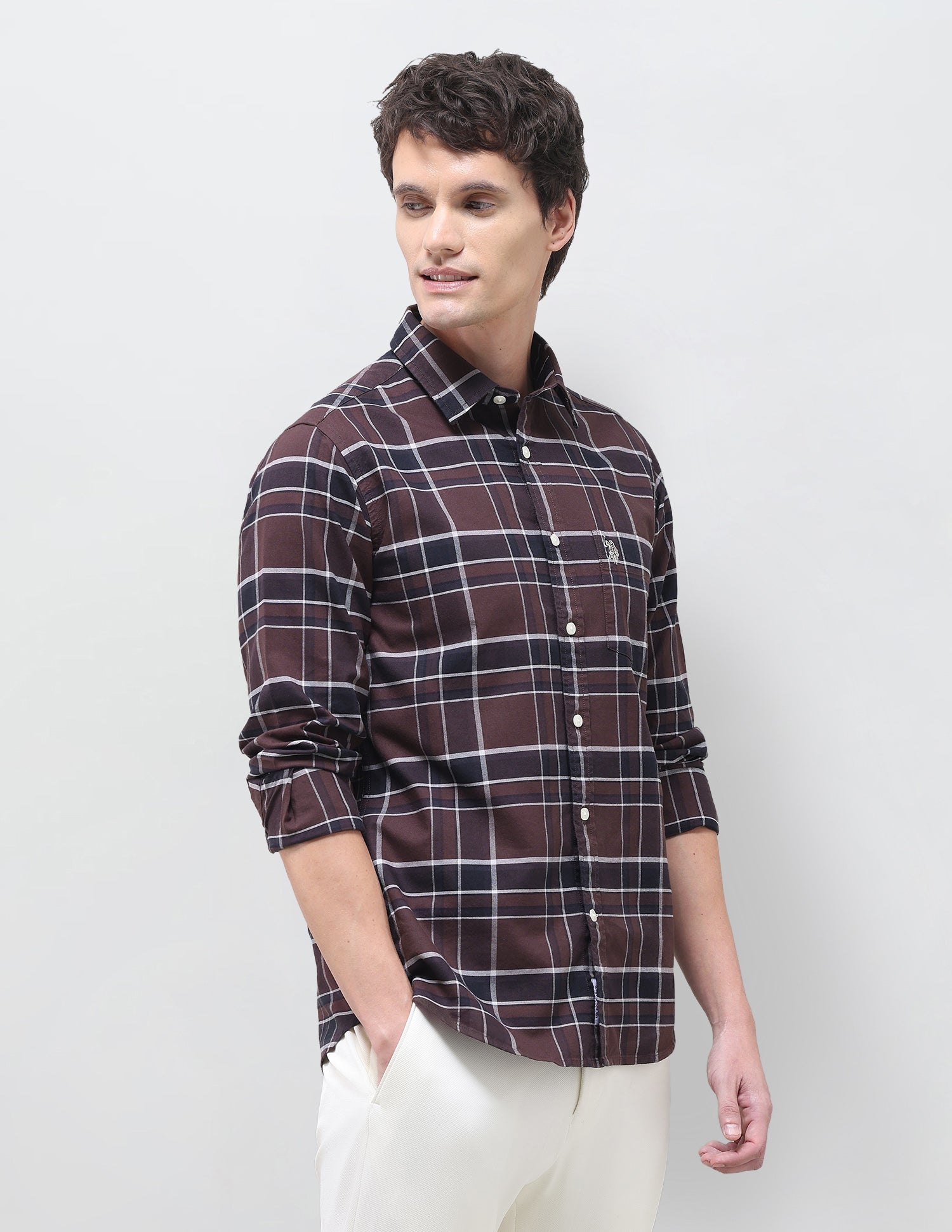 Oxford Grid Tattersall Checked Shirt Burgundy - U.S. Polo Assn. India | Large