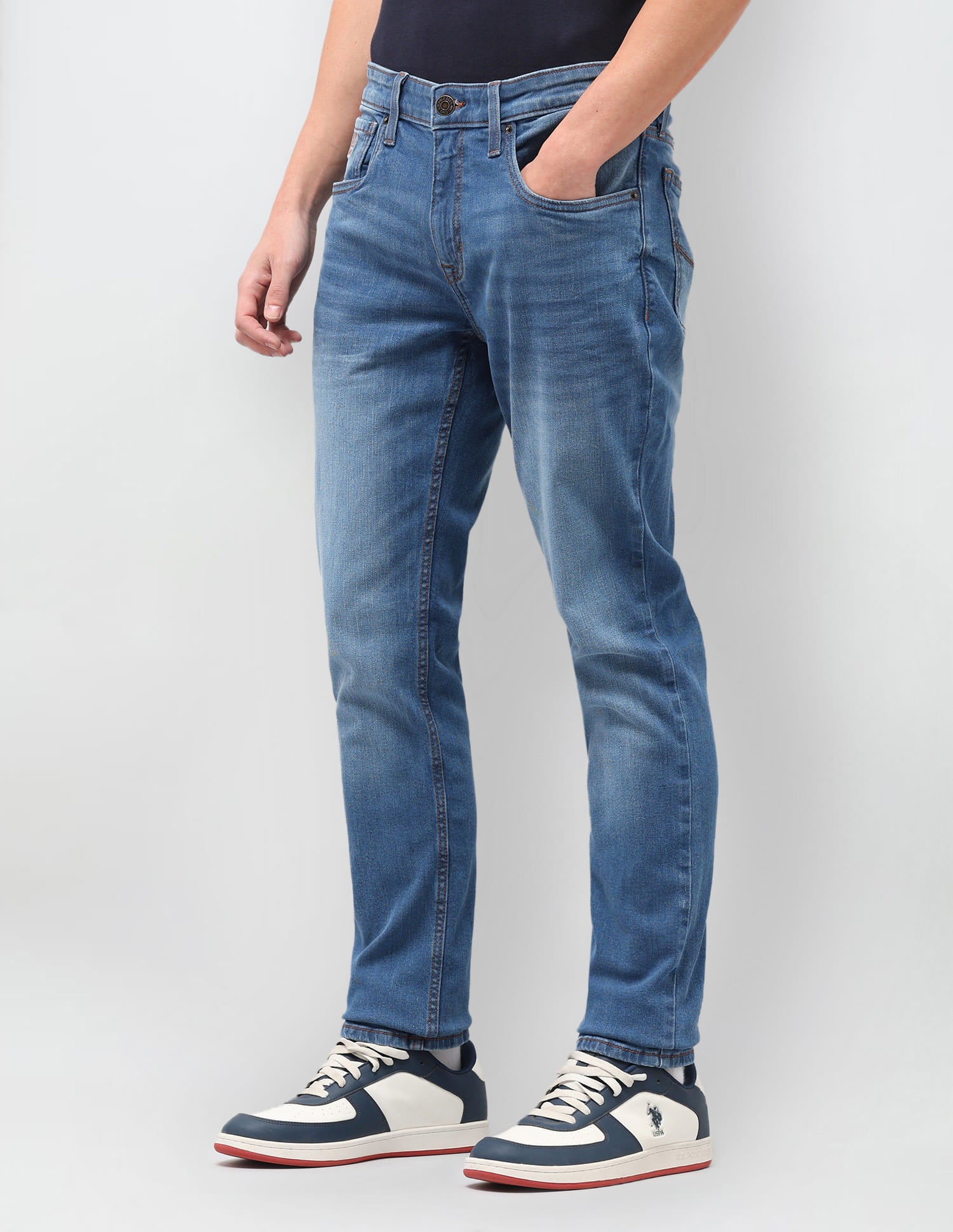 Solid Slim Fit Jeans Blue - U.S. Polo Assn. India | Large