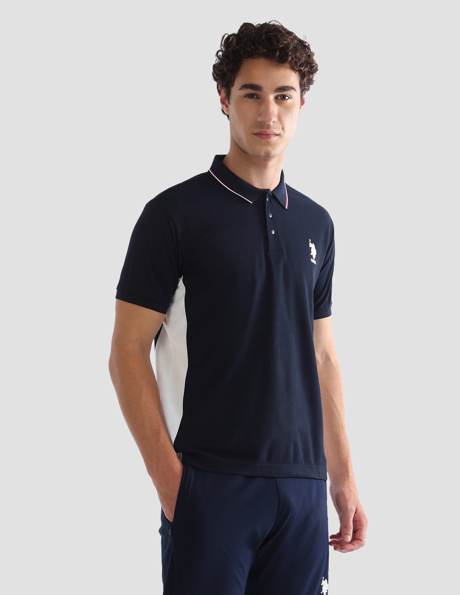 Solid Slim Fit Active Polo Shirt Navy - U.S. Polo Assn. India | Large