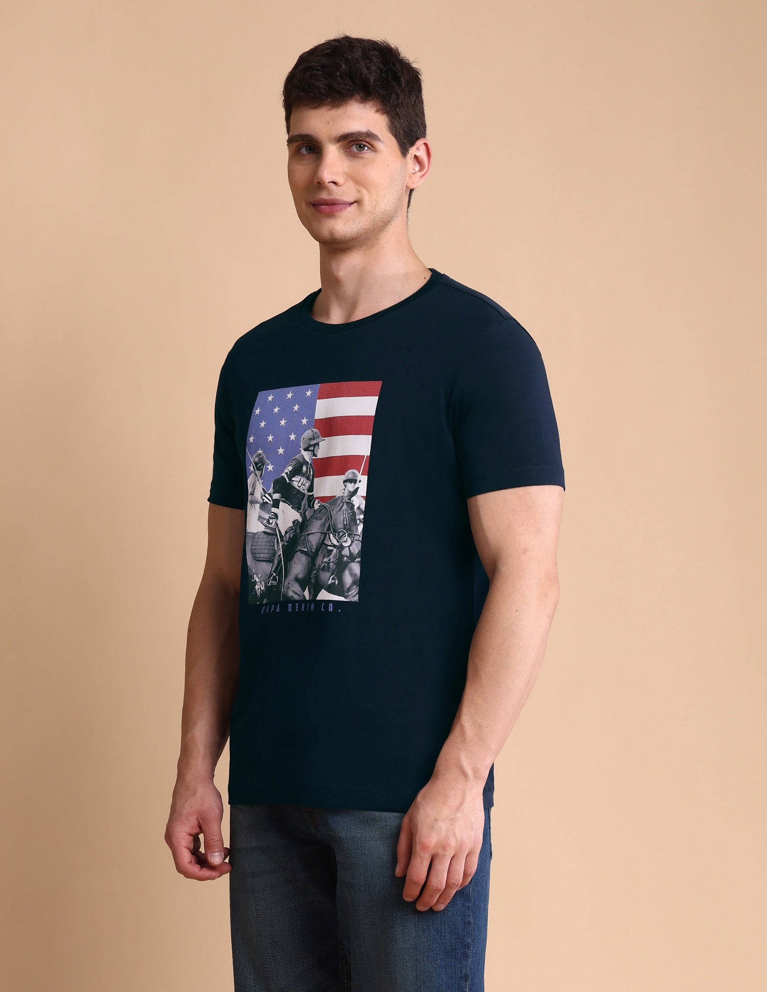 Graphic Printed Muscle Fit T-Shirt Navy - U.S. POLO ASSN. | Large