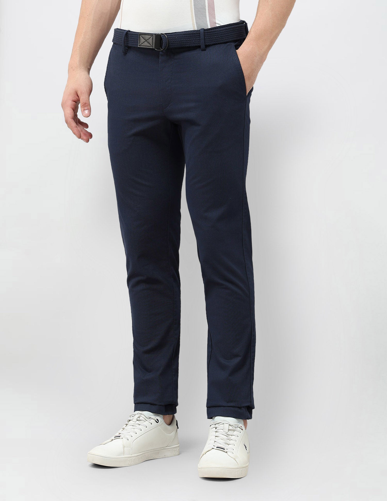 Denver Slim Fit Satin Trousers Navy - U.S. POLO ASSN. | Large