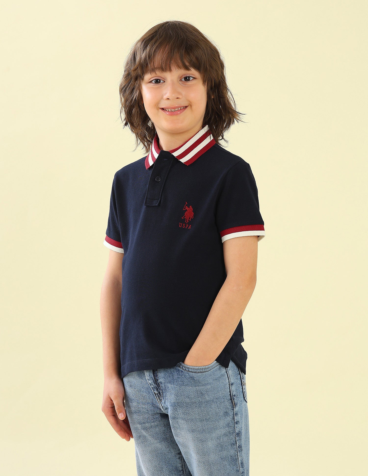 Solid Regular Fit Polo Shirt Navy - U.S. Polo Assn. India | Large