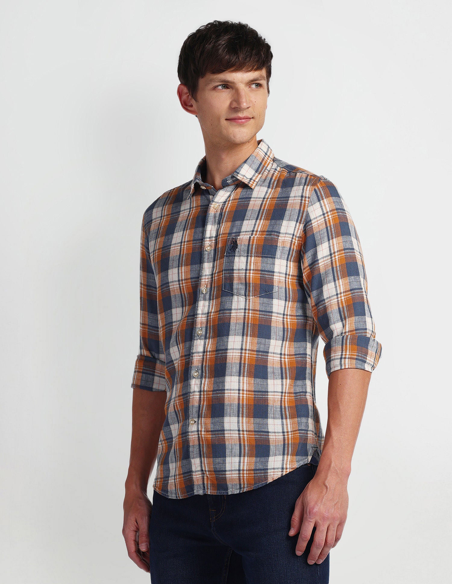 Tartan Check Slim Fit Shirt Rust - U.S. Polo Assn. India | Large