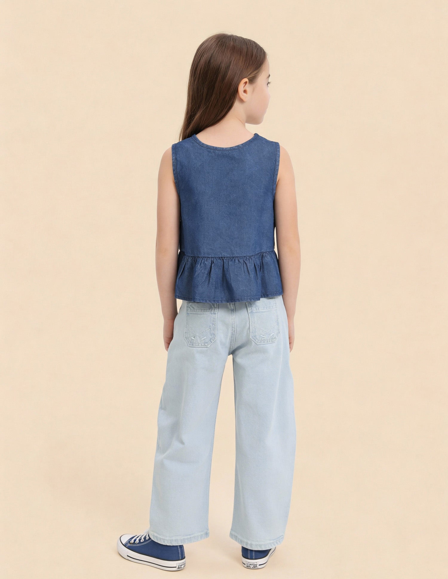 Girls Mid Rise Barrel Fit Jeans Light Blue - U.S. Polo Assn. India | Large