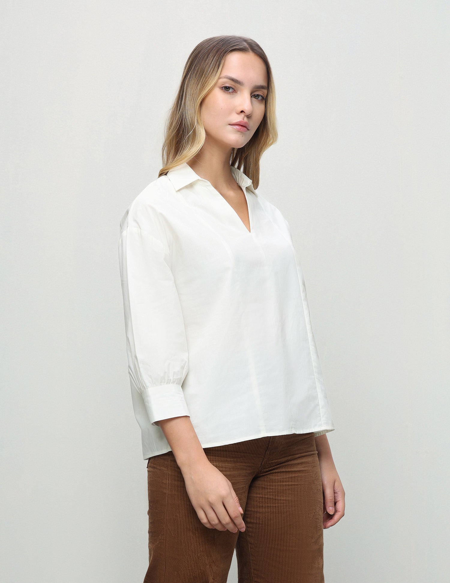 Solid Relaxed Fit Shirt Off White - U.S. Polo Assn. India | Large