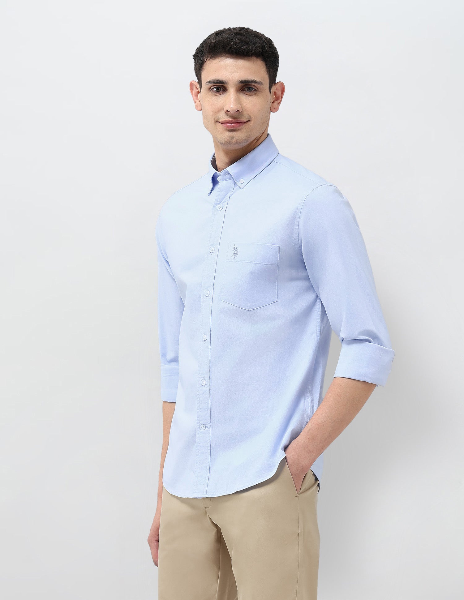 Tailored Fit Oxford Shirt Light Blue - U.S. Polo Assn. India | Large