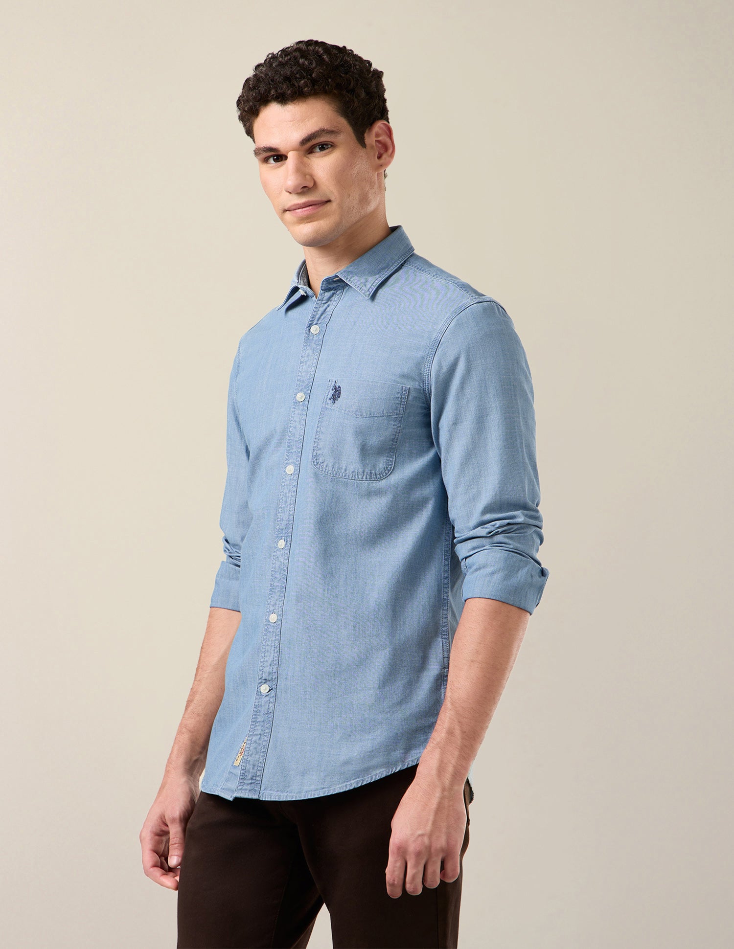 Solid Regular Fit Shirt Indigo - U.S. Polo Assn. India | Large