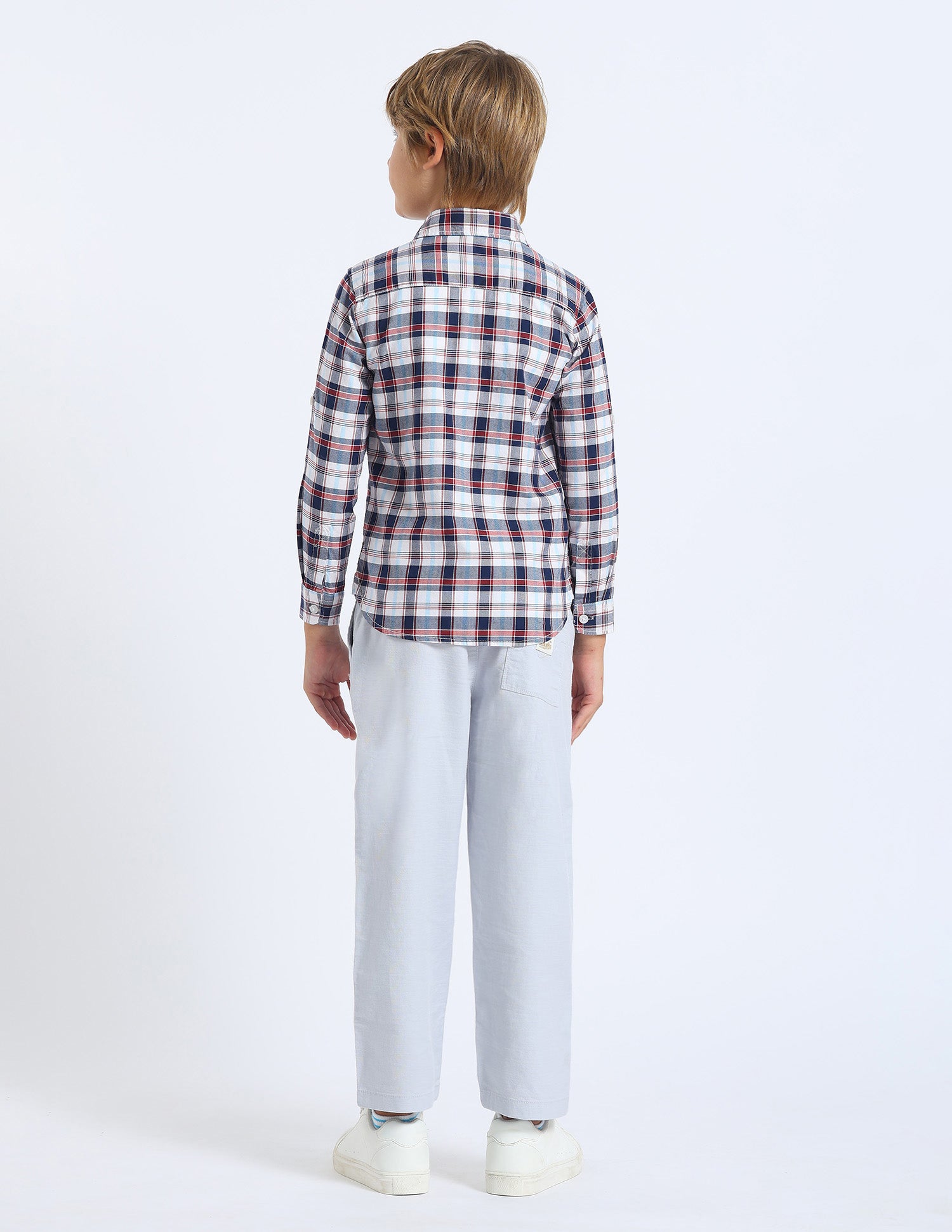 Boys Gingham Checked Regular Fit Shirt Light Blue - U.S. POLO ASSN. | Large