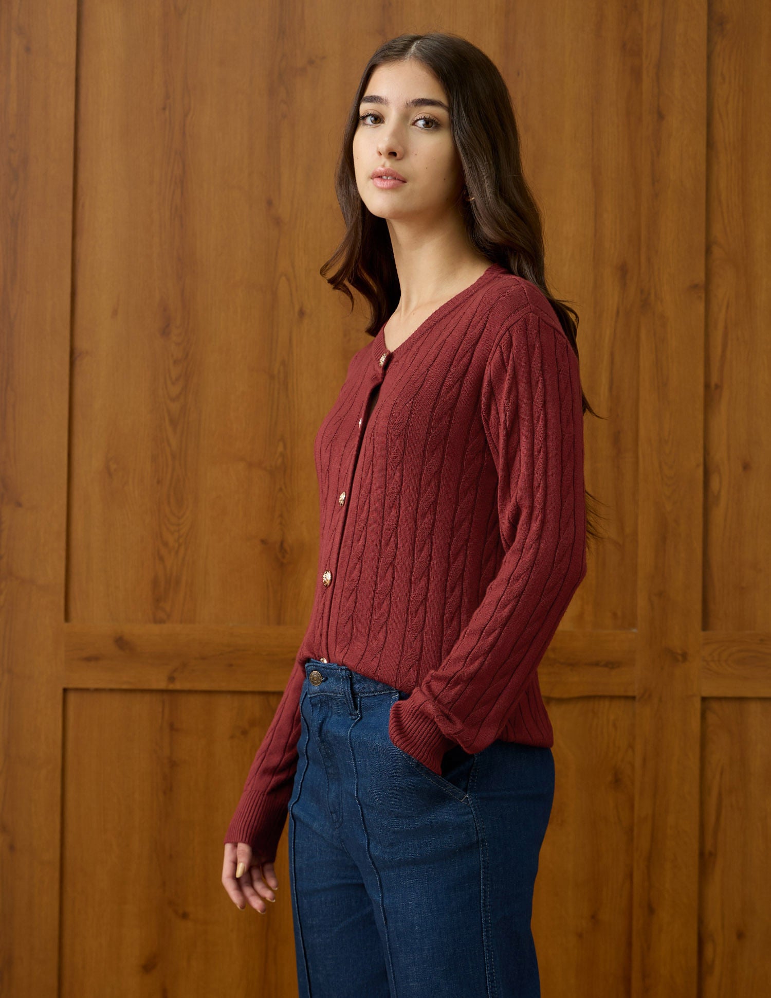 Cable Knit Regular Fit Sweater Red - U.S. POLO ASSN. | Large