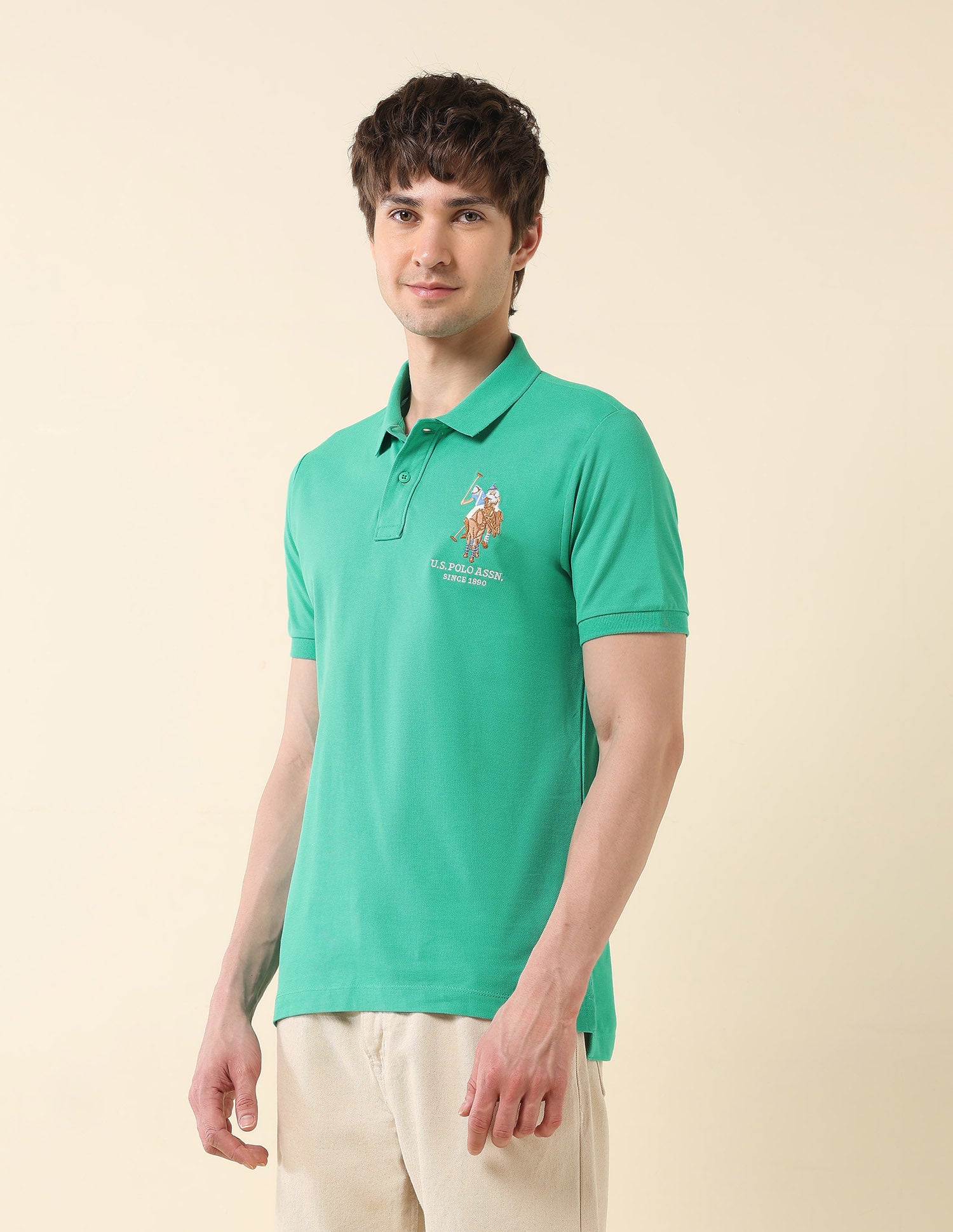 Slim Fit Summer Splash Polo Shirt Green - U.S. Polo Assn. India | Large