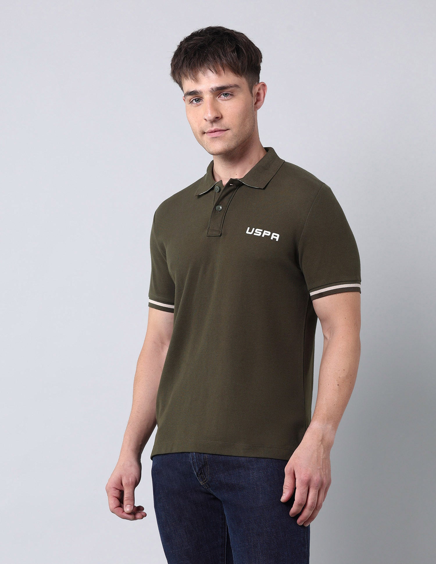 Solid Muscle Fit Americana Polo Shirt Olive - U.S. Polo Assn. India | Large