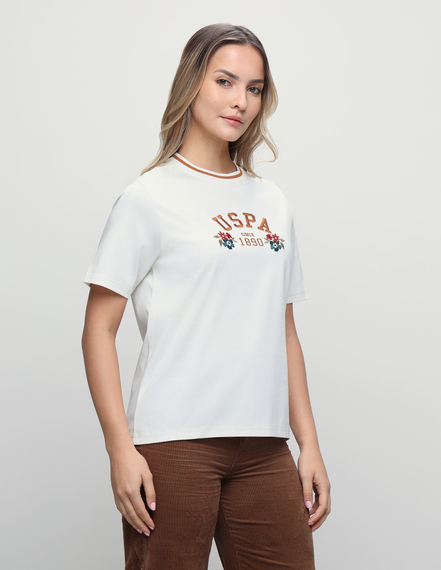Brand Embroidered Boxy Fit T-Shirt Off White - U.S. Polo Assn. India | Large