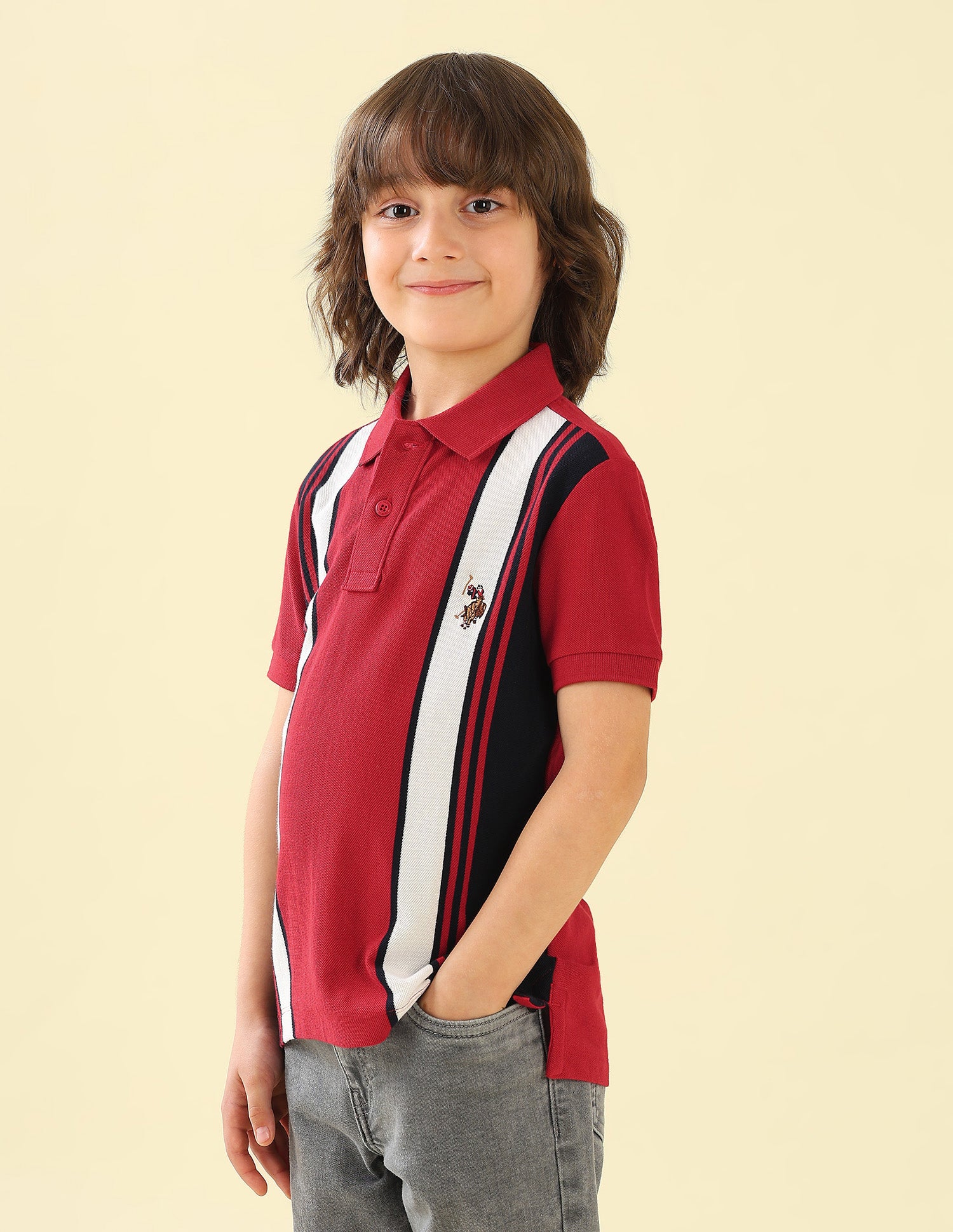 Vertical Striped Regular Fit Polo Shirt Red - U.S. Polo Assn. India | Large