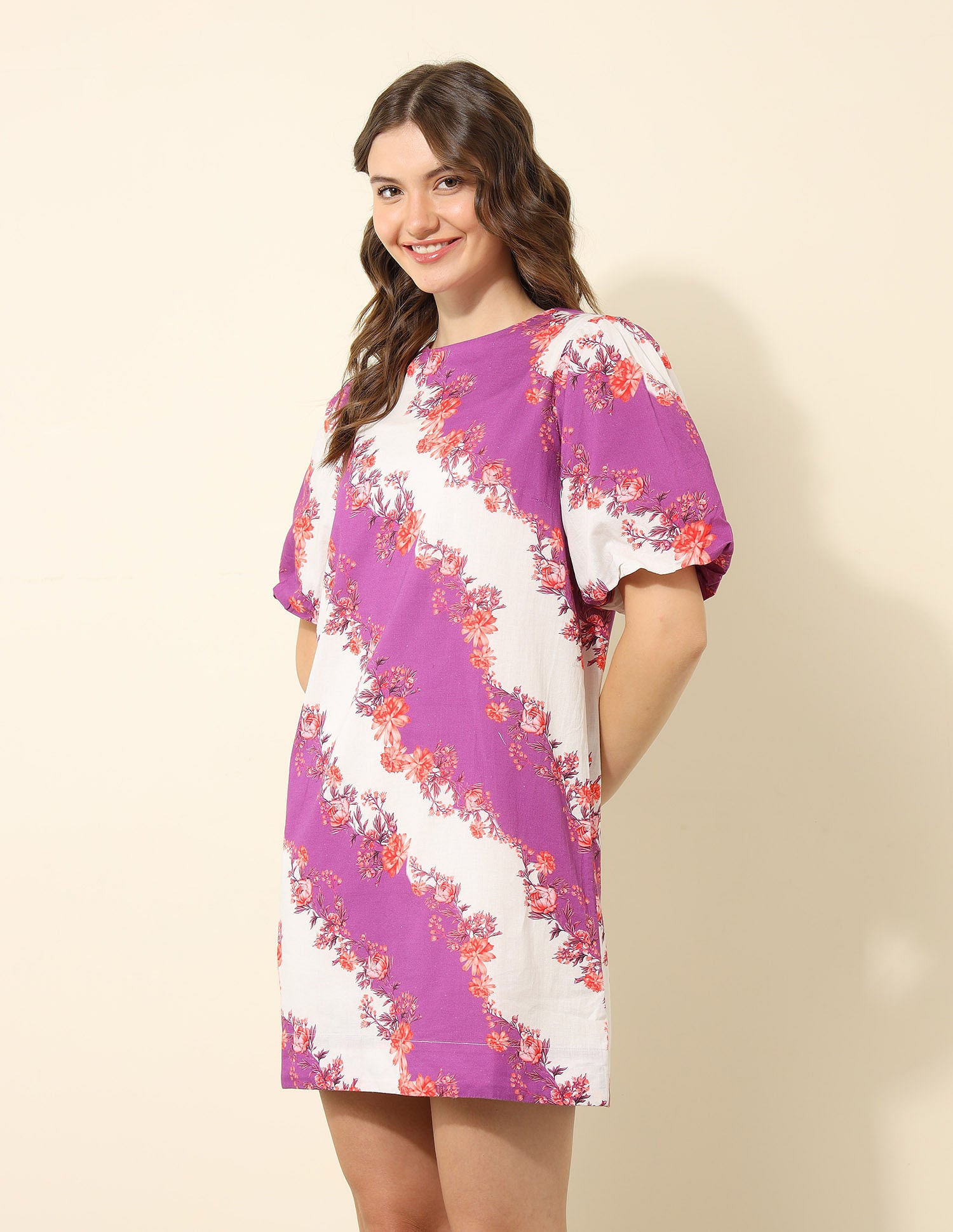 Puff Sleeve Floral Printed Dress Multi-colour - U.S. POLO ASSN. | Large