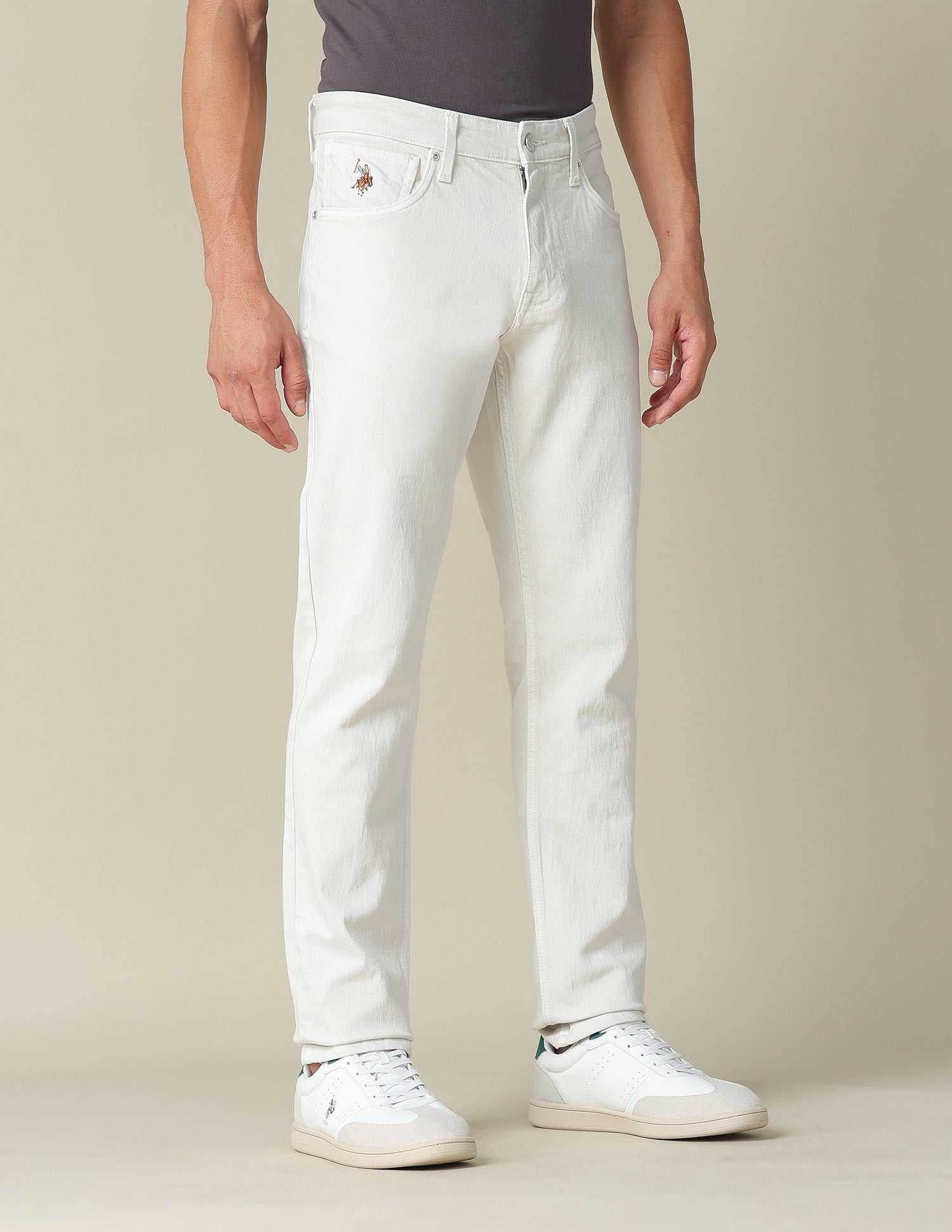 Harold Slim Straight Fit Mid Rise Jeans White - U.S. POLO ASSN. | Large
