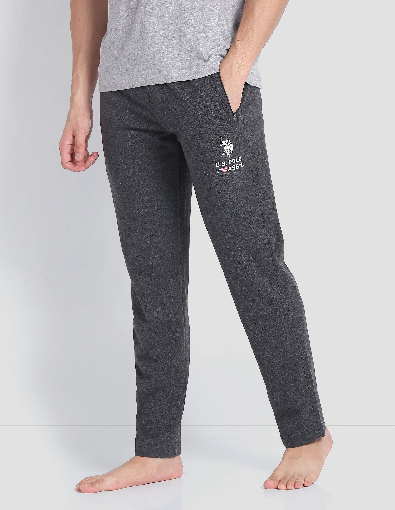 Heathered LR006 Lounge Track Pants - Pack Of 1 Dark Grey - U.S. POLO ASSN. | Large