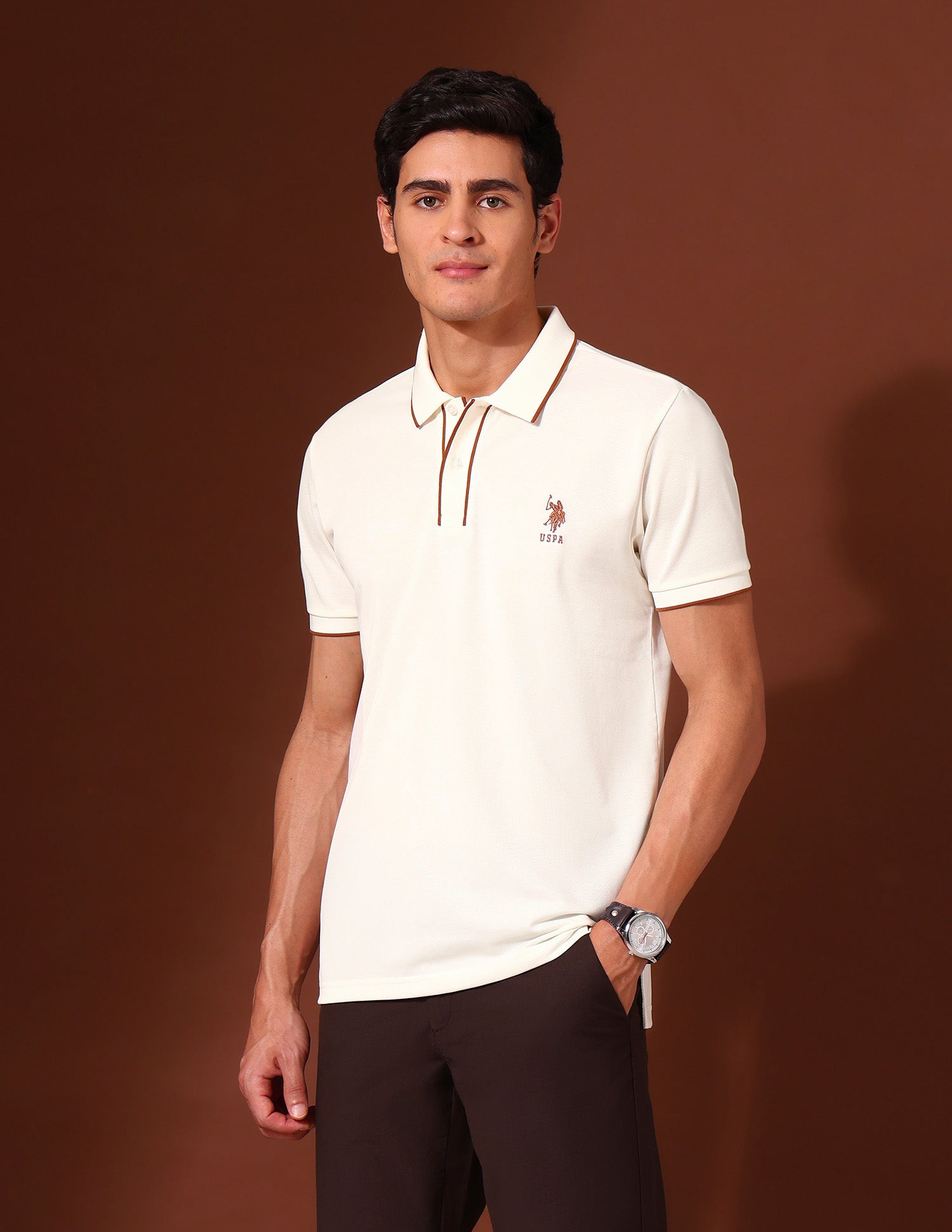 Slim Fit Work and Wander Polo Shirt Off White - U.S. POLO ASSN. | Large