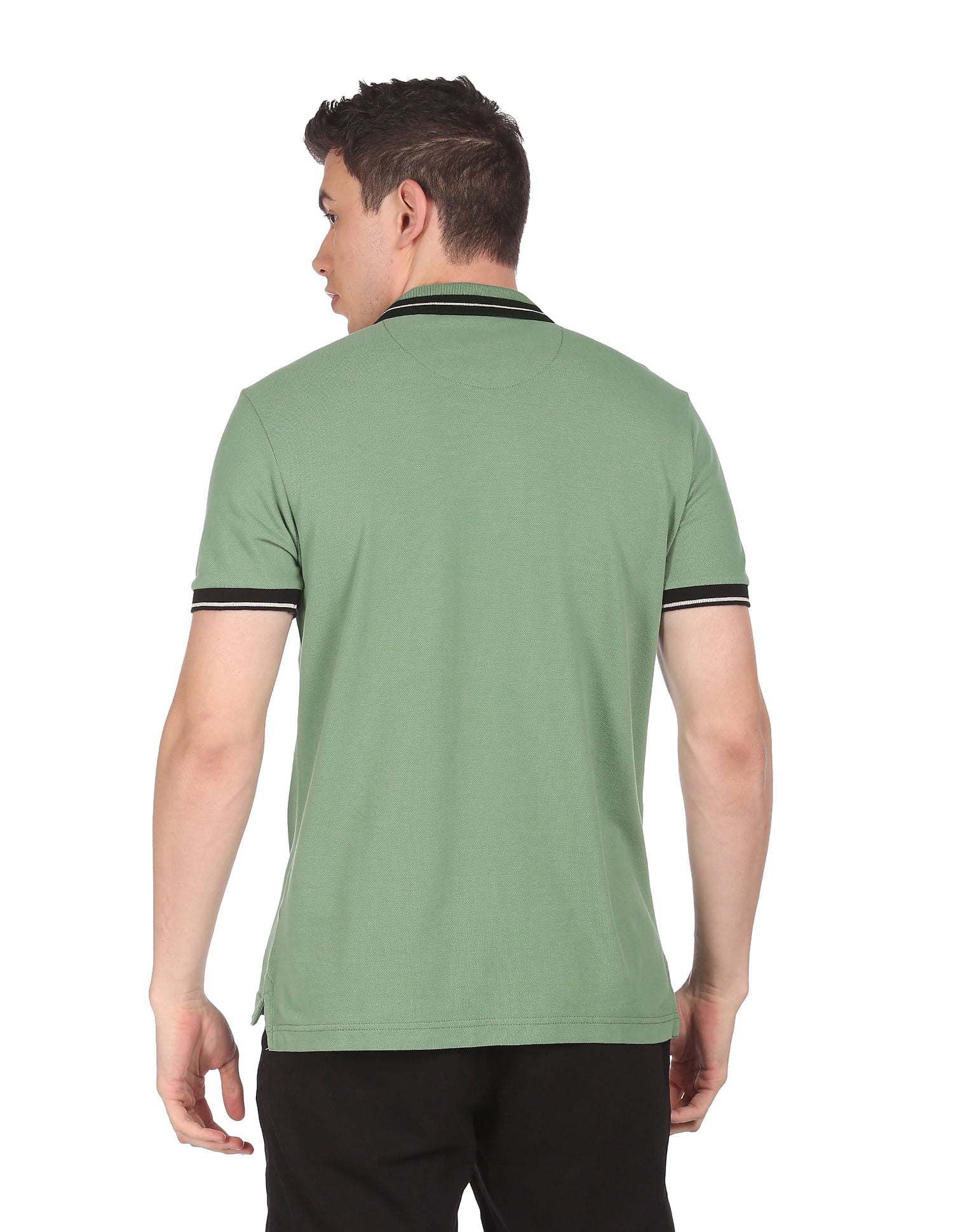 Men Light Olive Cotton Solid Polo Shirt Light Olive - U.S. Polo Assn. India | Large