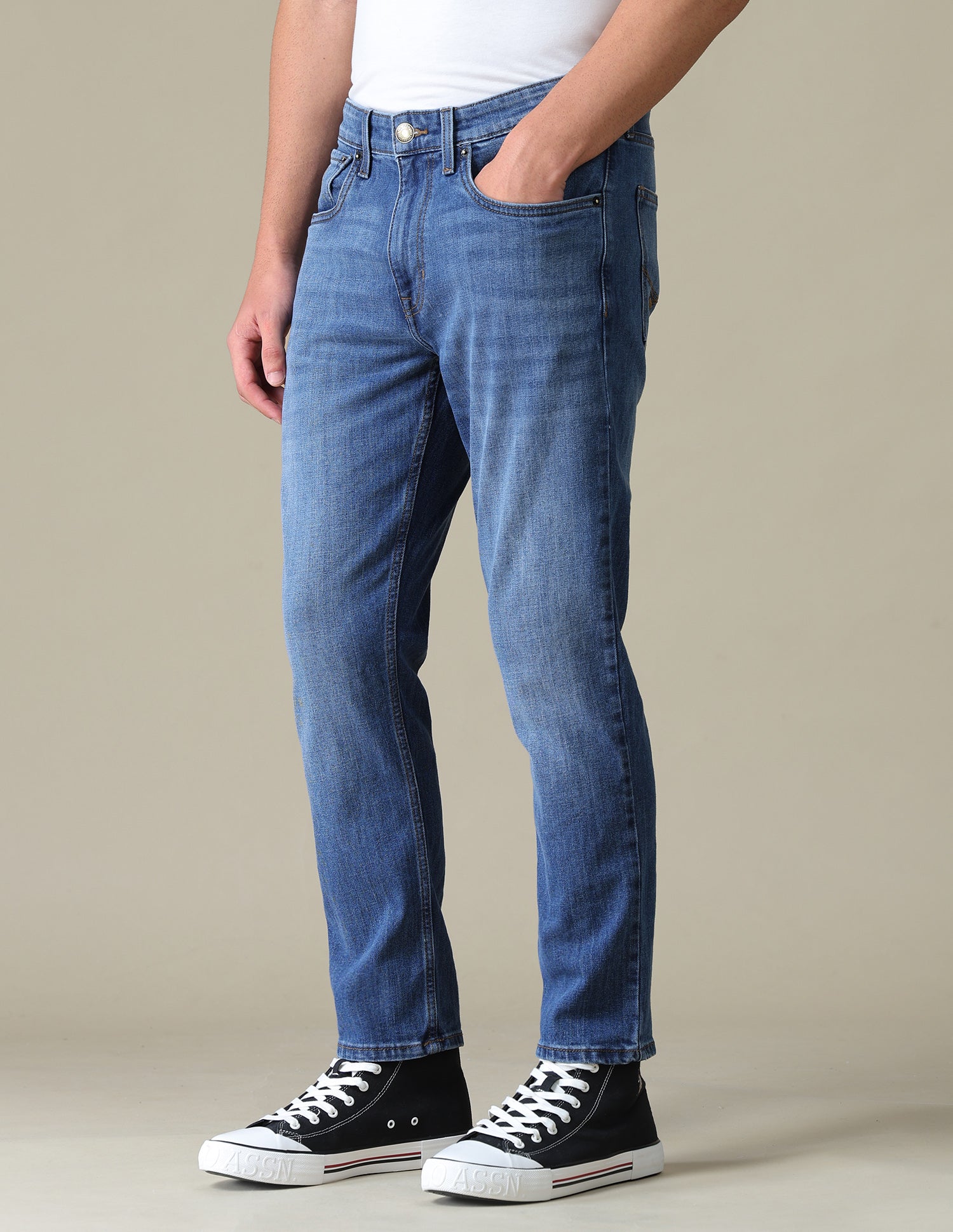 Cole Comfort Cropped Fit Blue Jeans Mid Blue - U.S. Polo Assn. India | Large