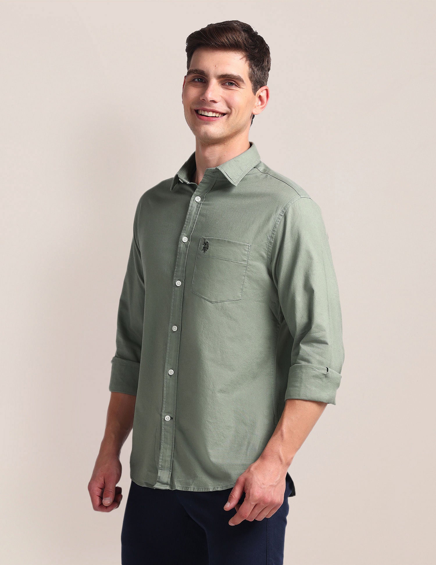 Solid Dobby Shirt Green - U.S. Polo Assn. India | Large