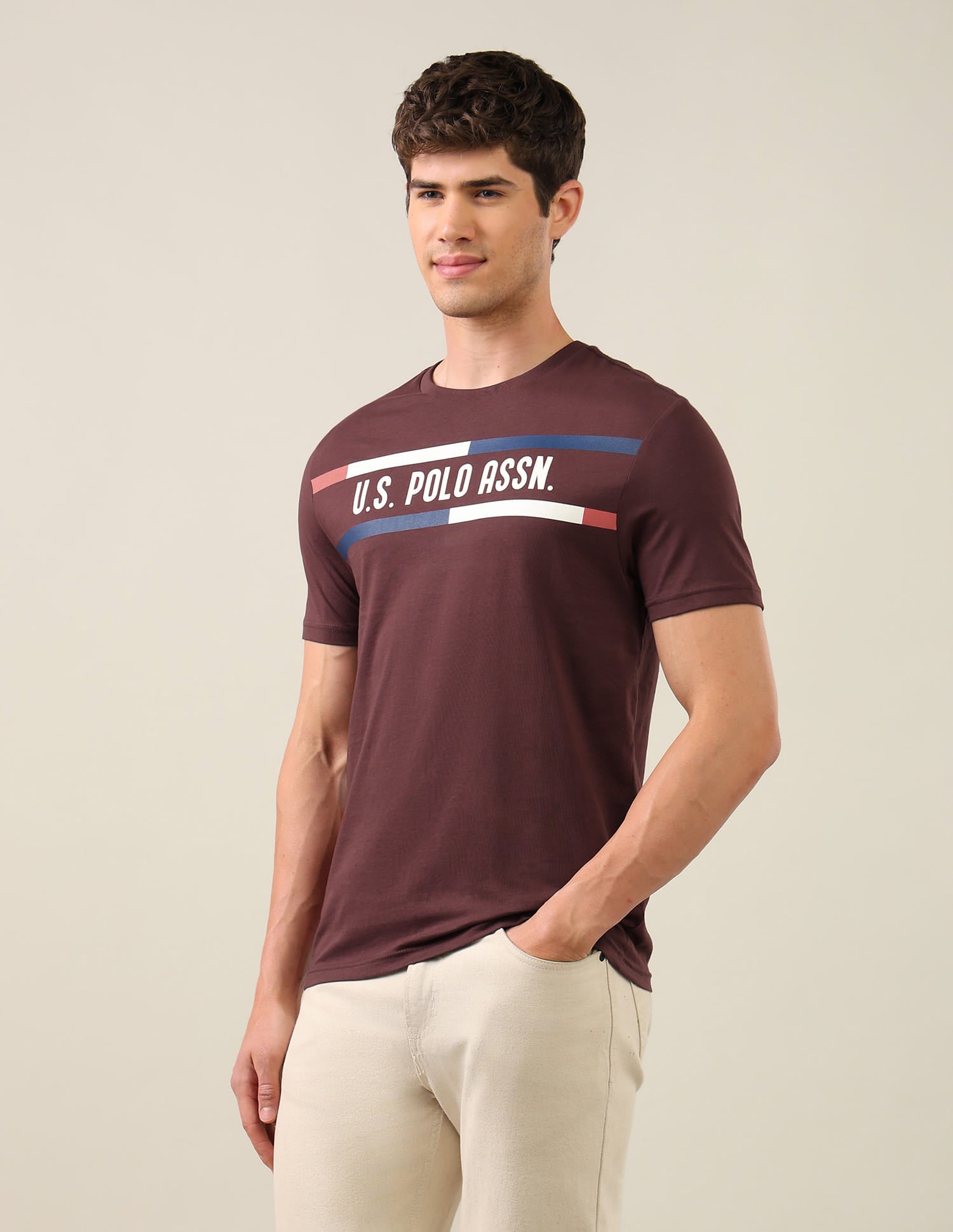 Brand Printed Regular Fit T-Shirt Red - U.S. Polo Assn. India | Large
