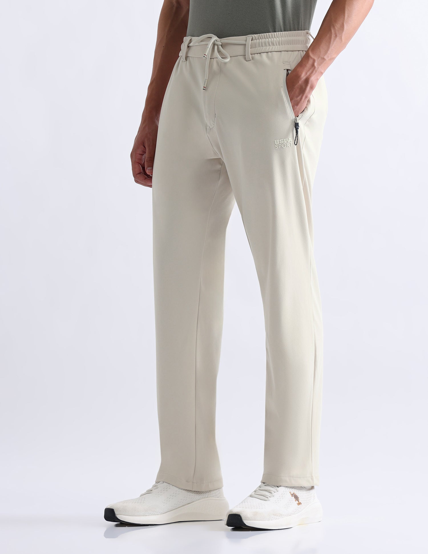 Mid Rise Slim Fit Active Track Pants Light Grey - U.S. Polo Assn. India | Large