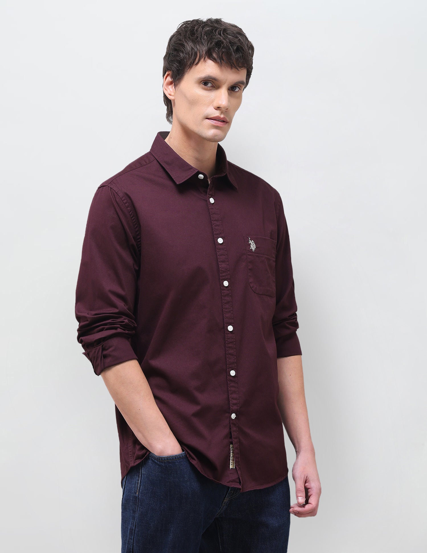 Twill Solid Shirt Burgundy - U.S. Polo Assn. India | Large