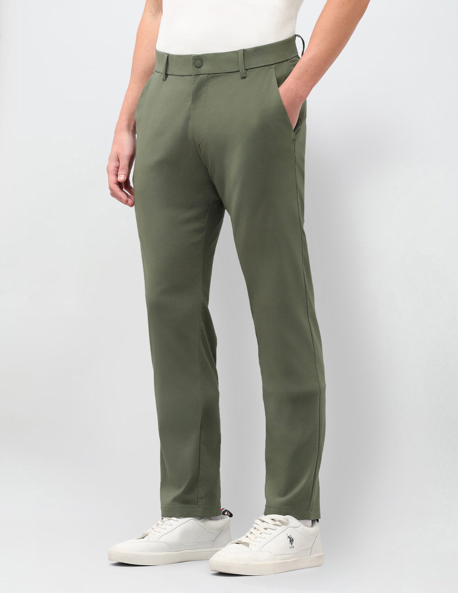 Satin Denver Slim Fit Trousers Olive - U.S. Polo Assn. India | Large