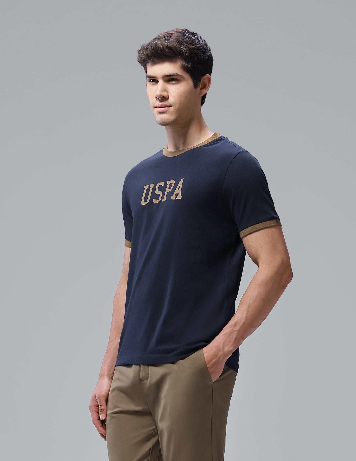 Brand Printed Regular Fit Loungewear T-Shirt Navy - U.S. Polo Assn. India | Large
